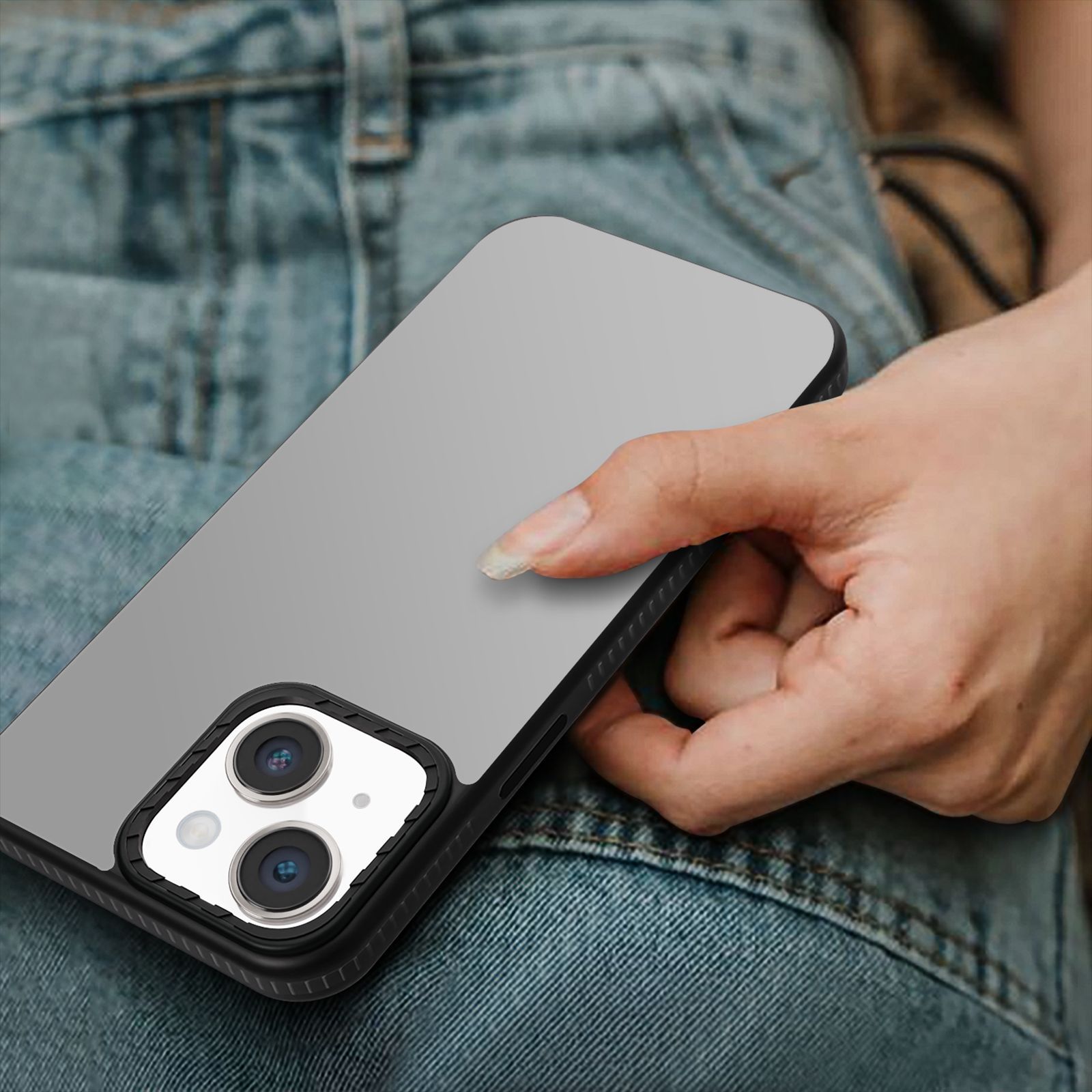 GRIPP Alpine Rubber Back Cover for Apple iPhone 15 Plus (Scratch Protection, Black)_7