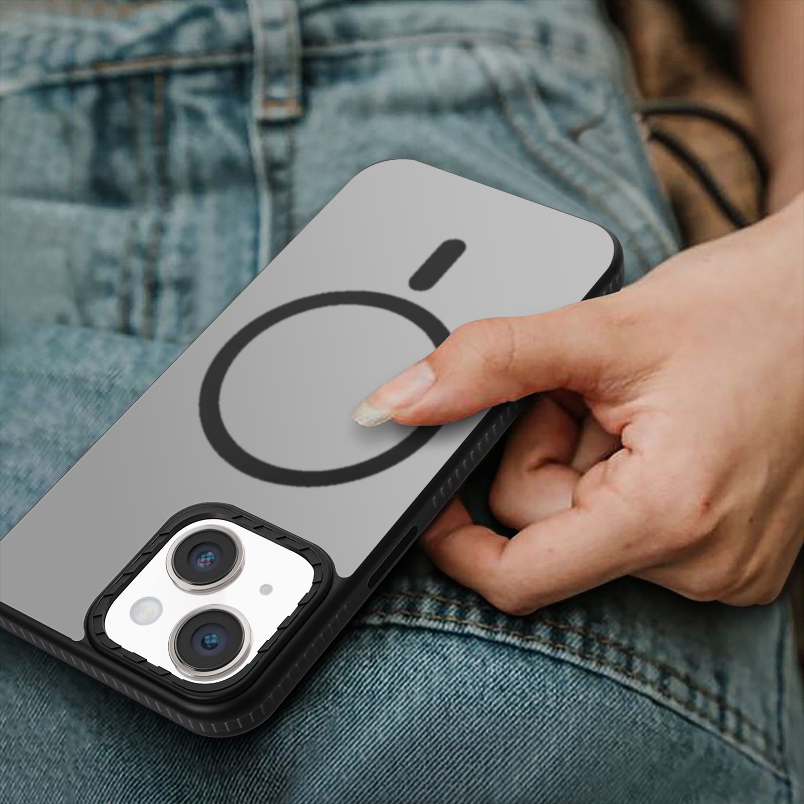 GRIPP Alpine Rubber Back Cover for Apple iPhone 15 (MagSafe Compatible, Black)_7