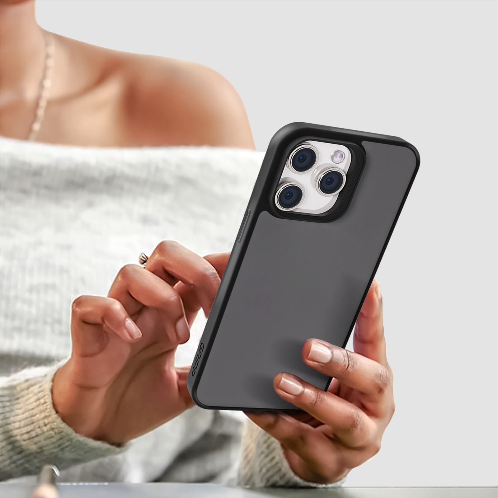 GRIPP Bolt Hard TPU Back Cover for Apple iPhone 15 Pro Max (Matte & Frosted Surface, Black)_5