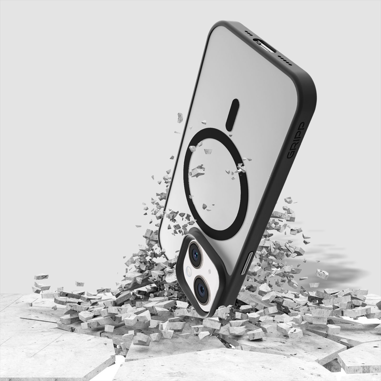 GRIPP Bolt Hard TPU Back Cover for Apple iPhone 15 (MagSafe Compatible, Black)_8