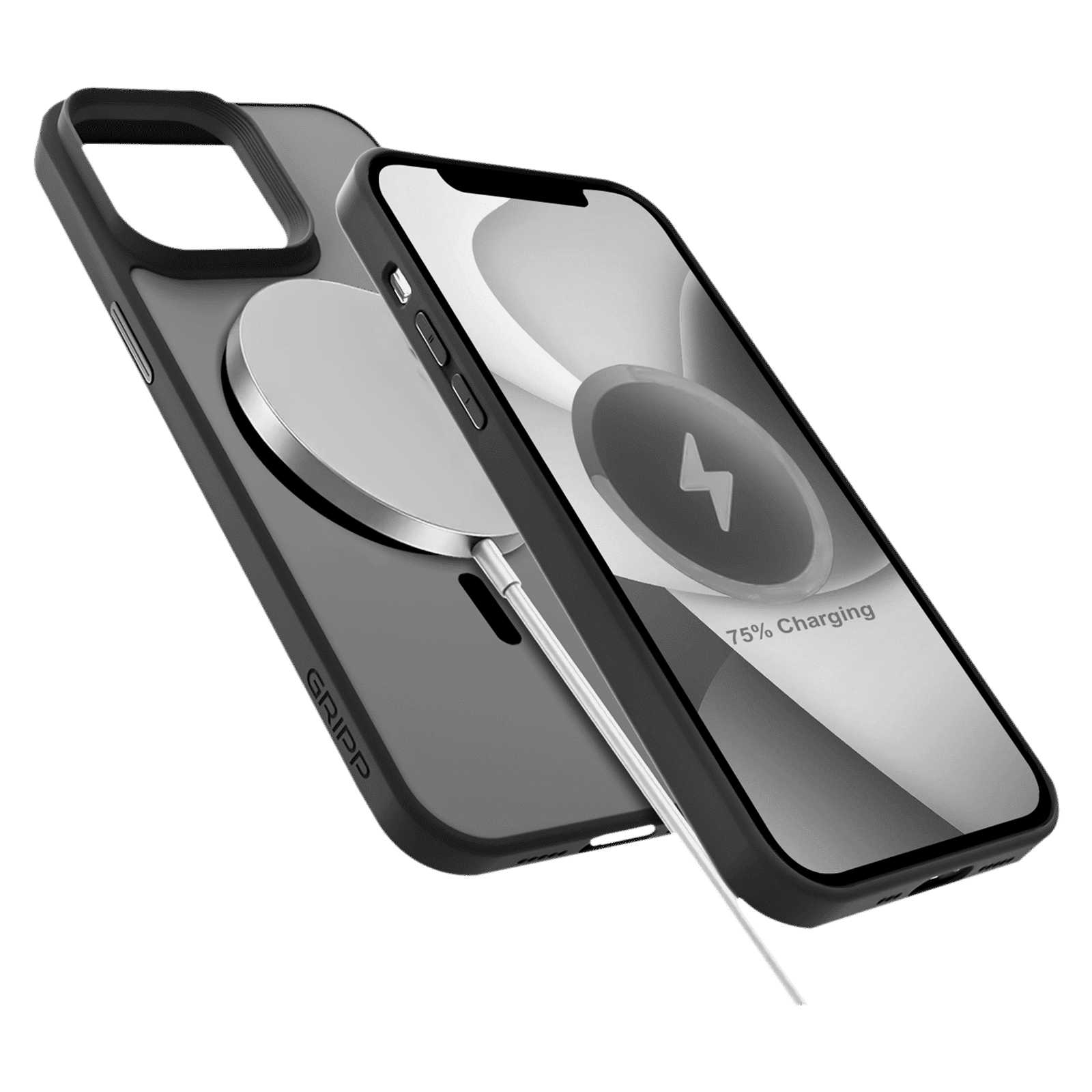 GRIPP Bolt Hard TPU Back Cover for Apple iPhone 15 (MagSafe Compatible, Black)_3