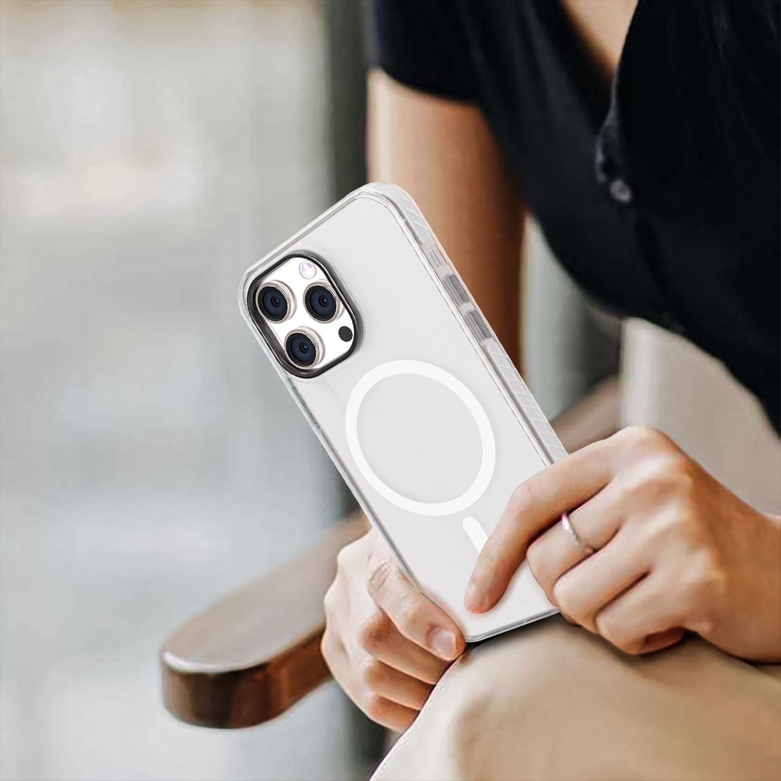 GRIPP Combat TPU & Polycarbonate Back Cover for Apple iPhone 15 Pro (MagSafe Compatible, Clear)_6