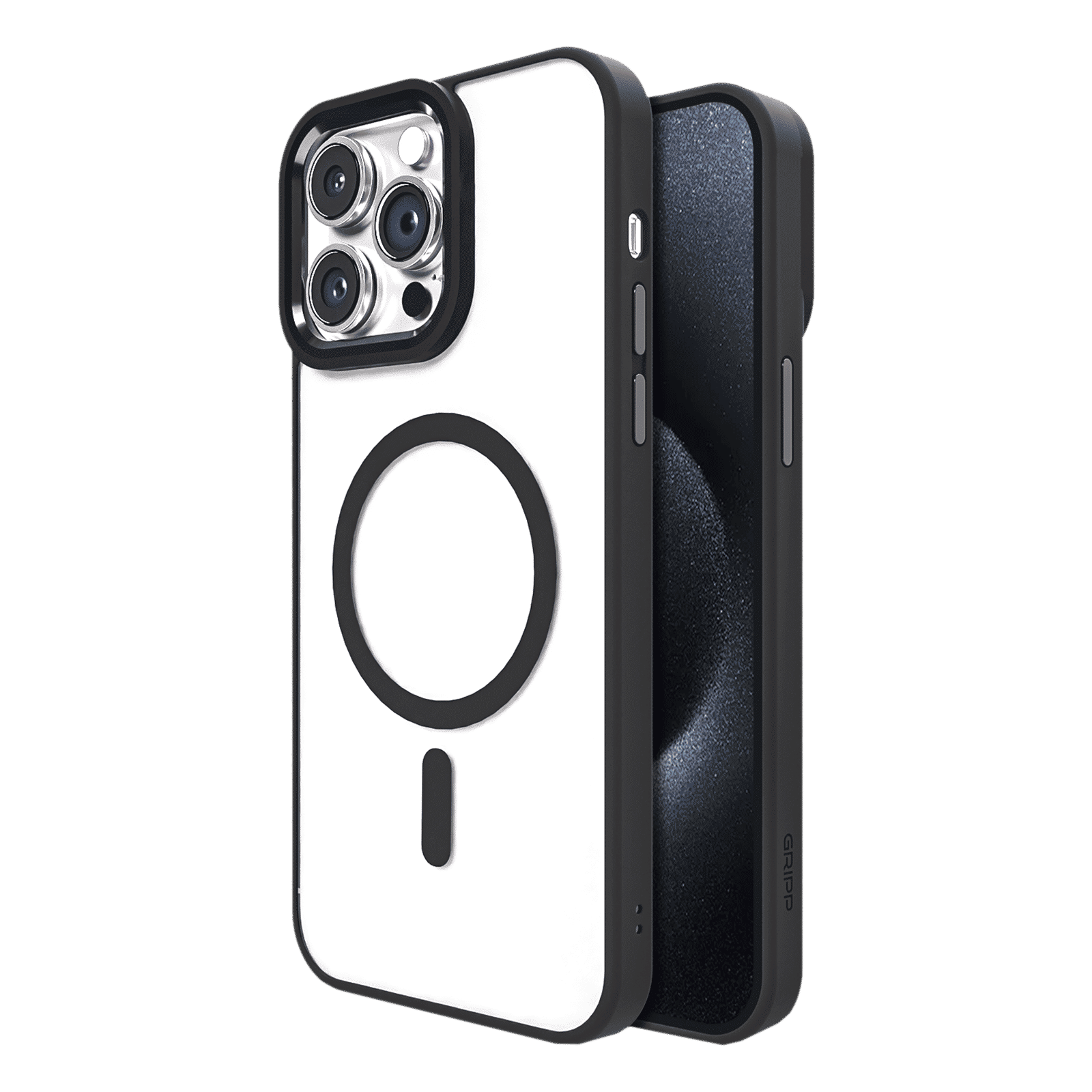 GRIPP Clarion Hard & Soft Polycarbonate Back Cover for Apple iPhone 15 Pro Max (MagSafe Compatible, Black)_1