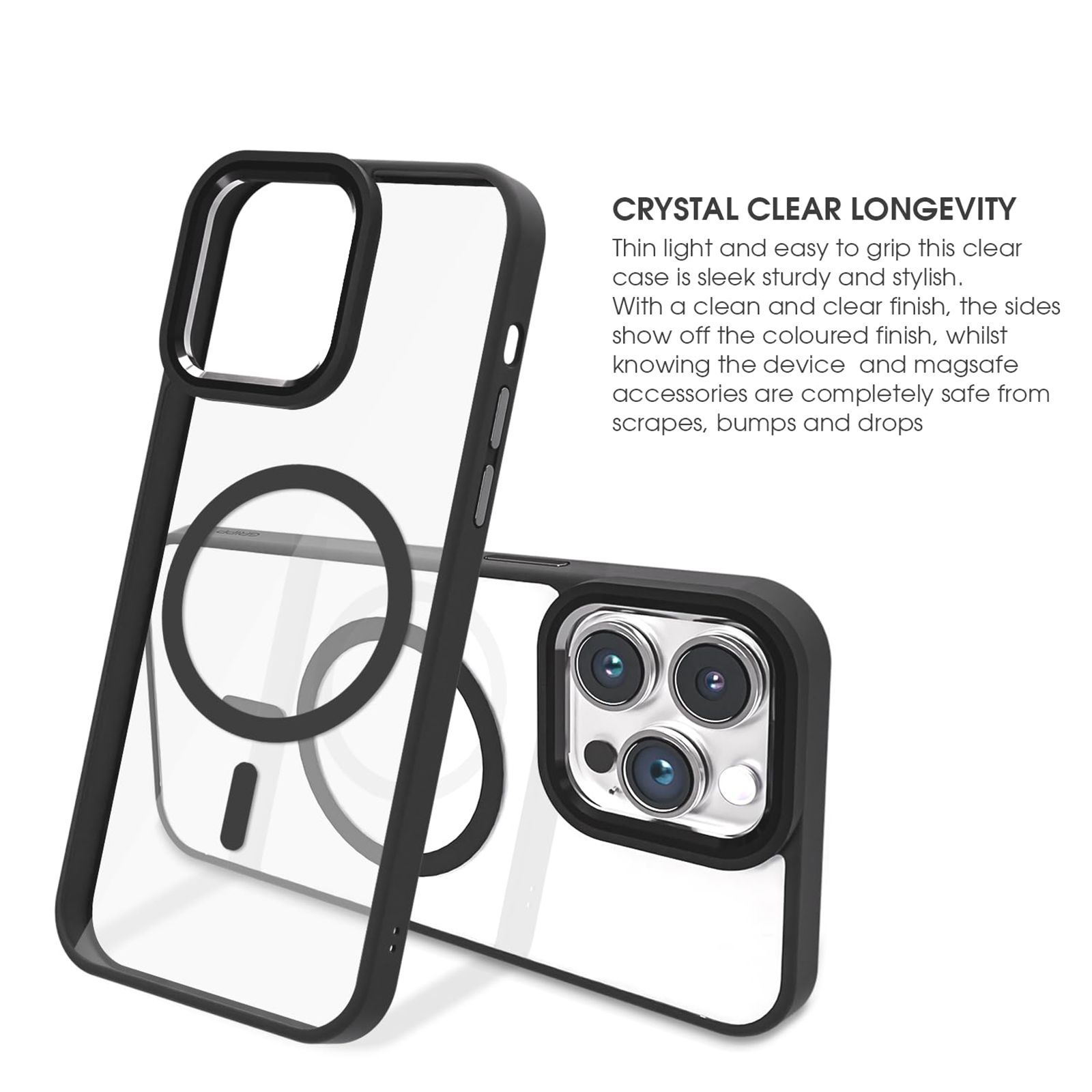 GRIPP Clarion Hard & Soft Polycarbonate Back Cover for Apple iPhone 15 Pro Max (MagSafe Compatible, Black)_7