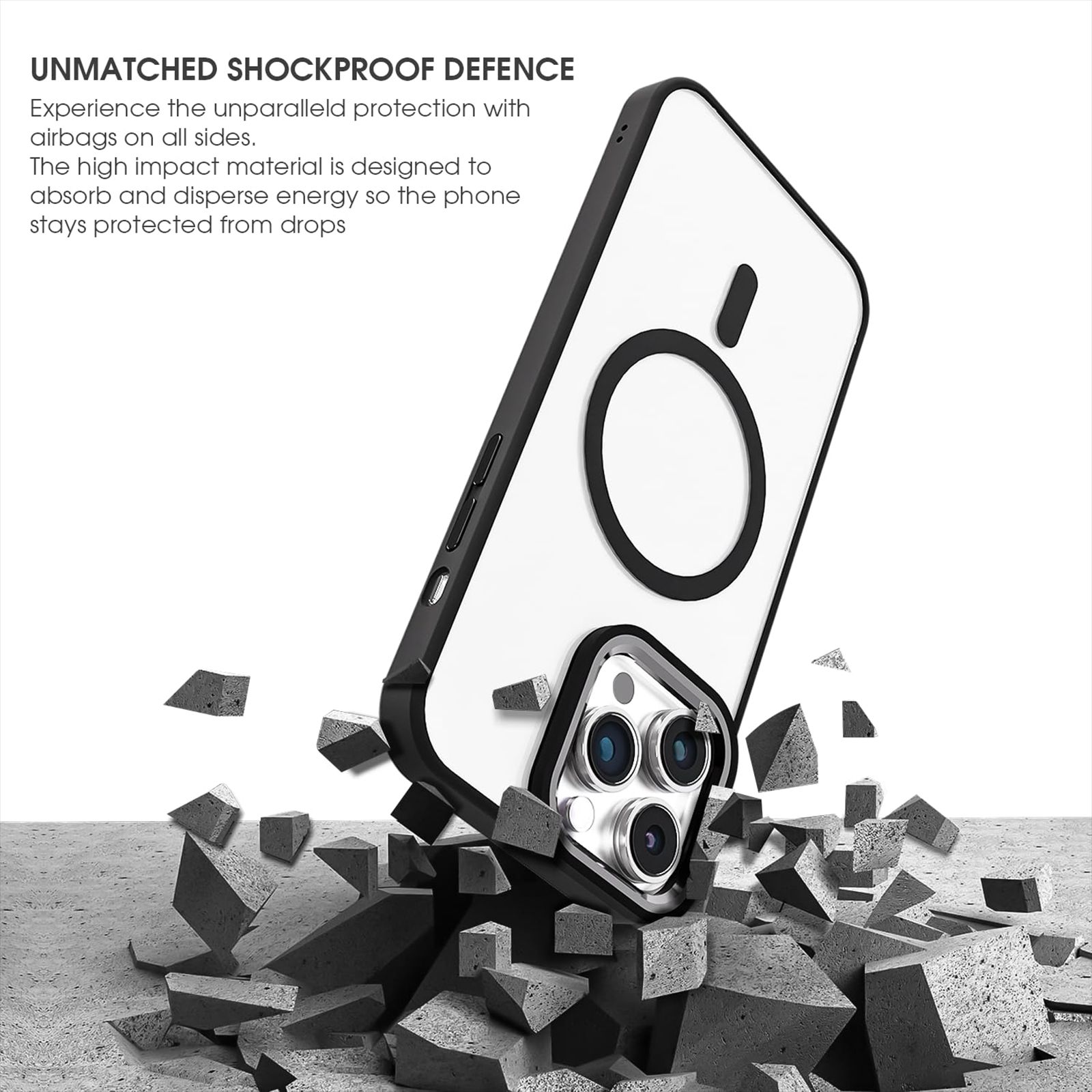 GRIPP Clarion Hard & Soft Polycarbonate Back Cover for Apple iPhone 15 Pro Max (MagSafe Compatible, Black)_4