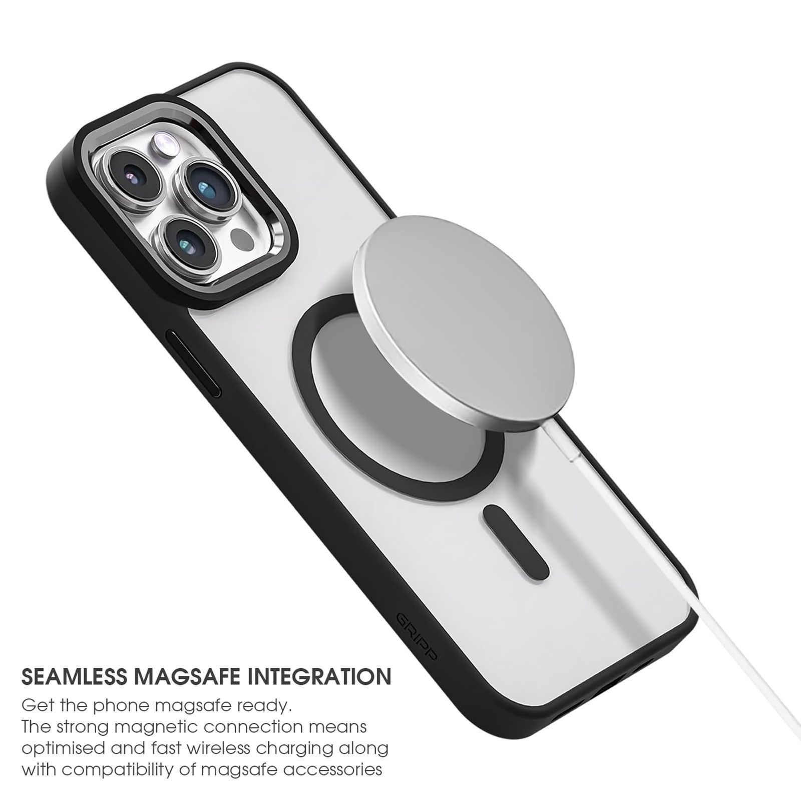 GRIPP Clarion Hard & Soft Polycarbonate Back Cover for Apple iPhone 15 Pro Max (MagSafe Compatible, Black)_5