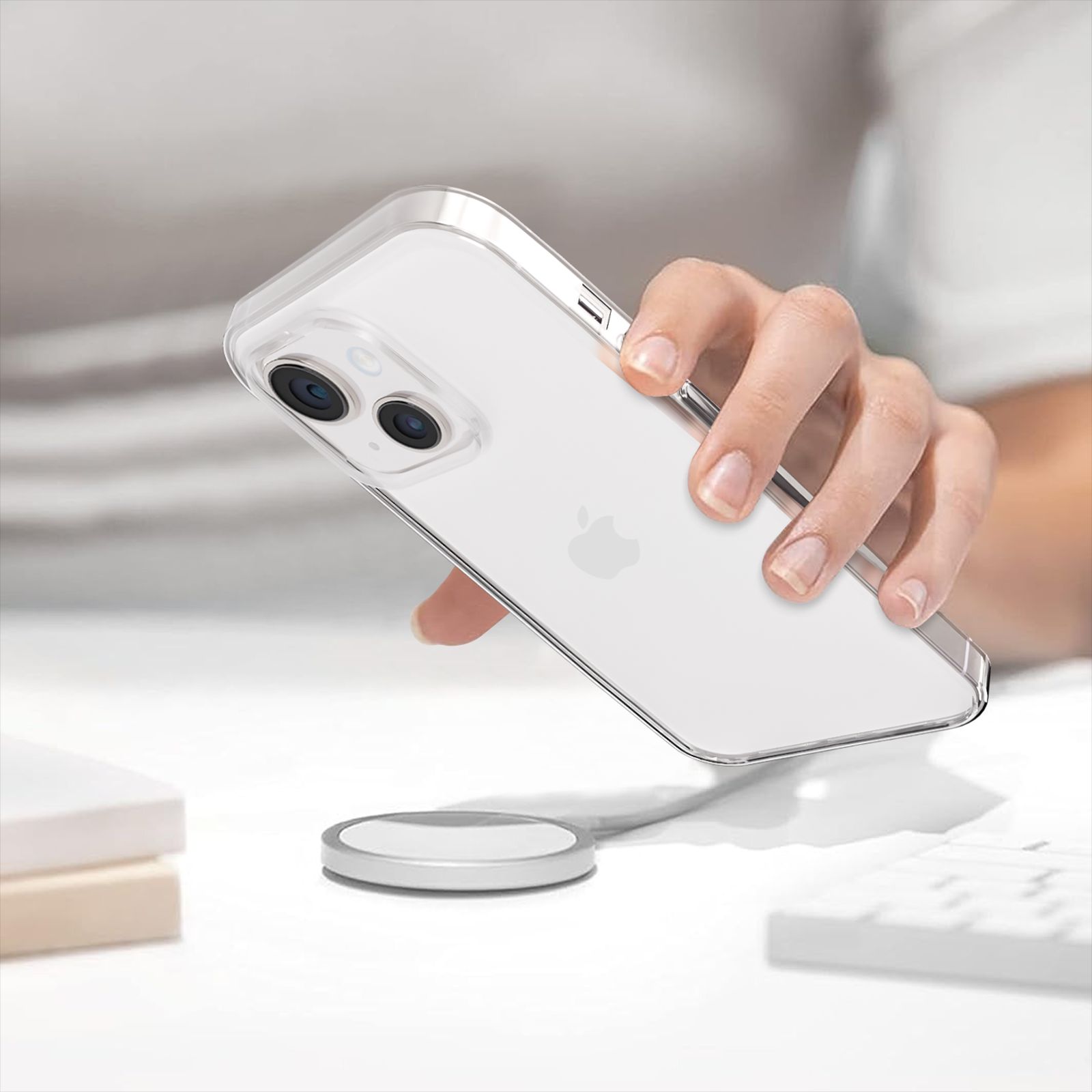 GRIPP Clear Hard & Soft TPU & Polycarbonate Back Cover for Apple iPhone 15 (6ft Drop Tested, Clear)_6