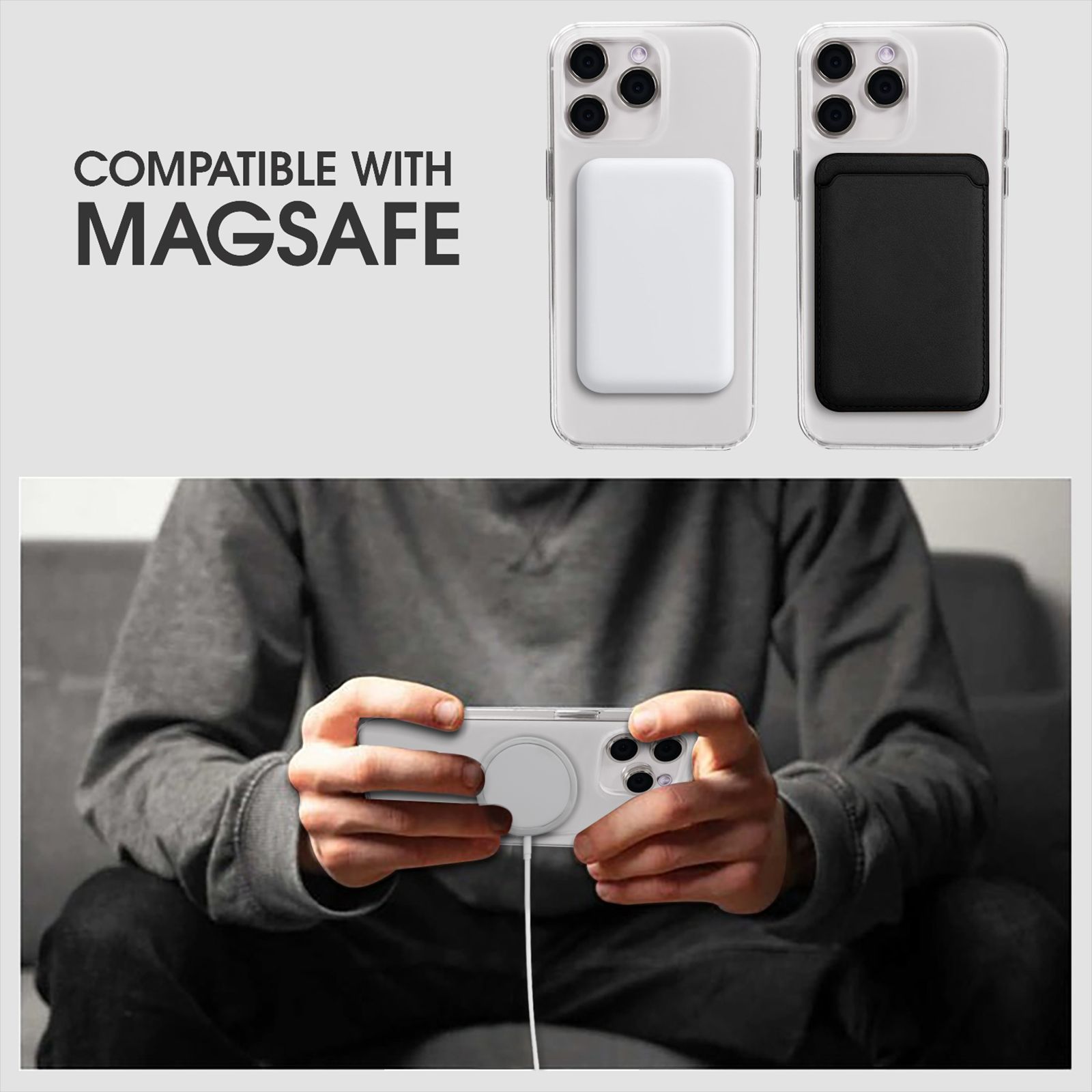 GRIPP Clear Hard TPU & Polycarbonate Back Cover for Apple iPhone 15 Pro Max (MagSafe Compatible, Clear)_5