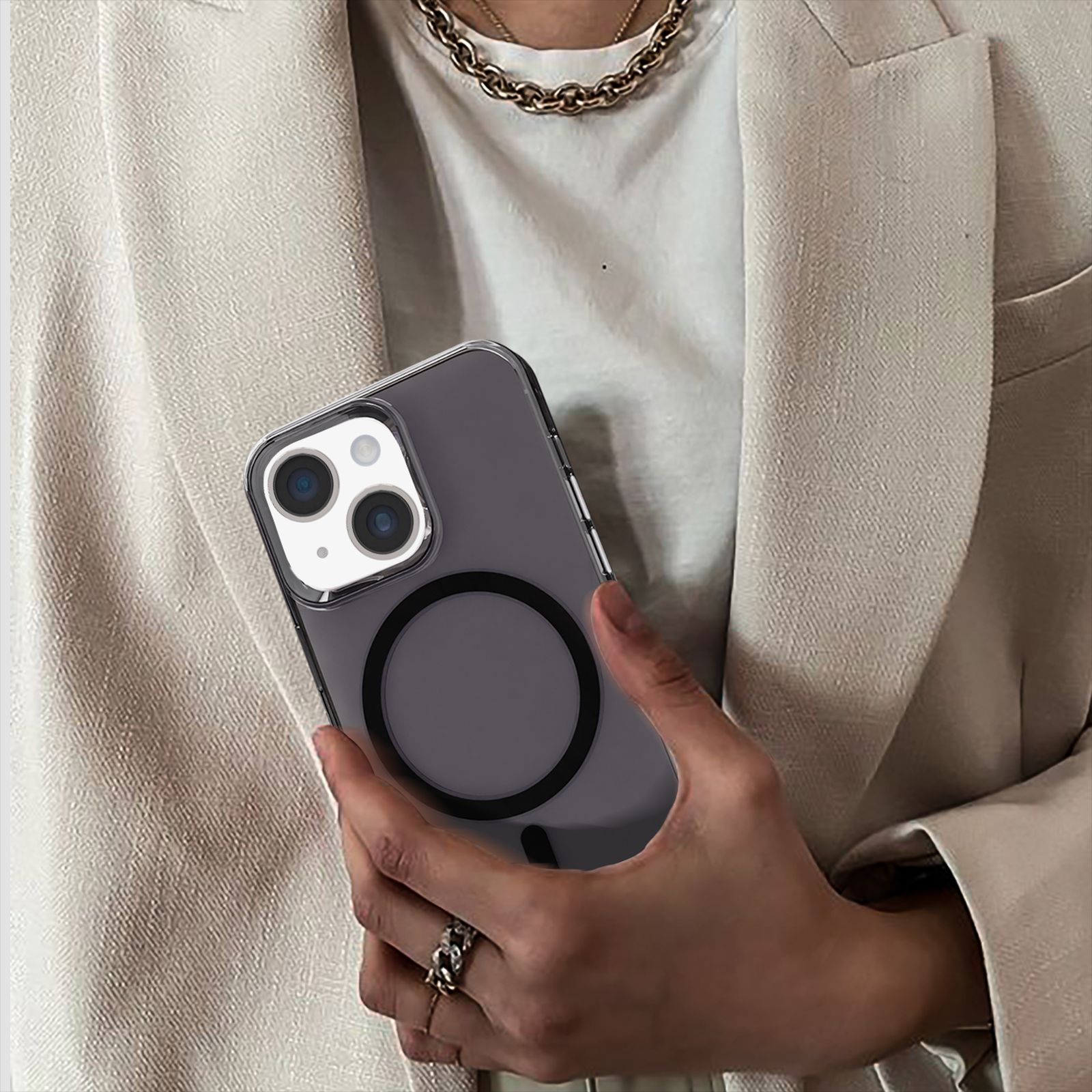 GRIPP Neo Hard TPU & Polycarbonate Back Cover for Apple iPhone 15 (MagSafe Compatible, Smoke)_7