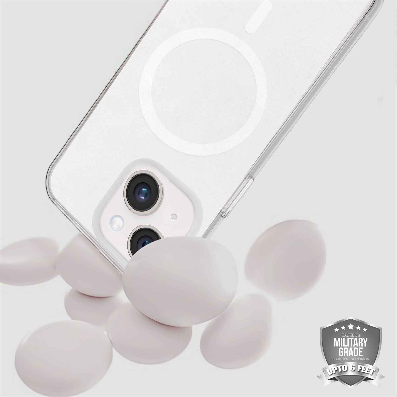 GRIPP Ice Frost Hard TPU & Polycarbonate Back Cover for Apple iPhone 15 (MagSafe Compatible, Clear)_4