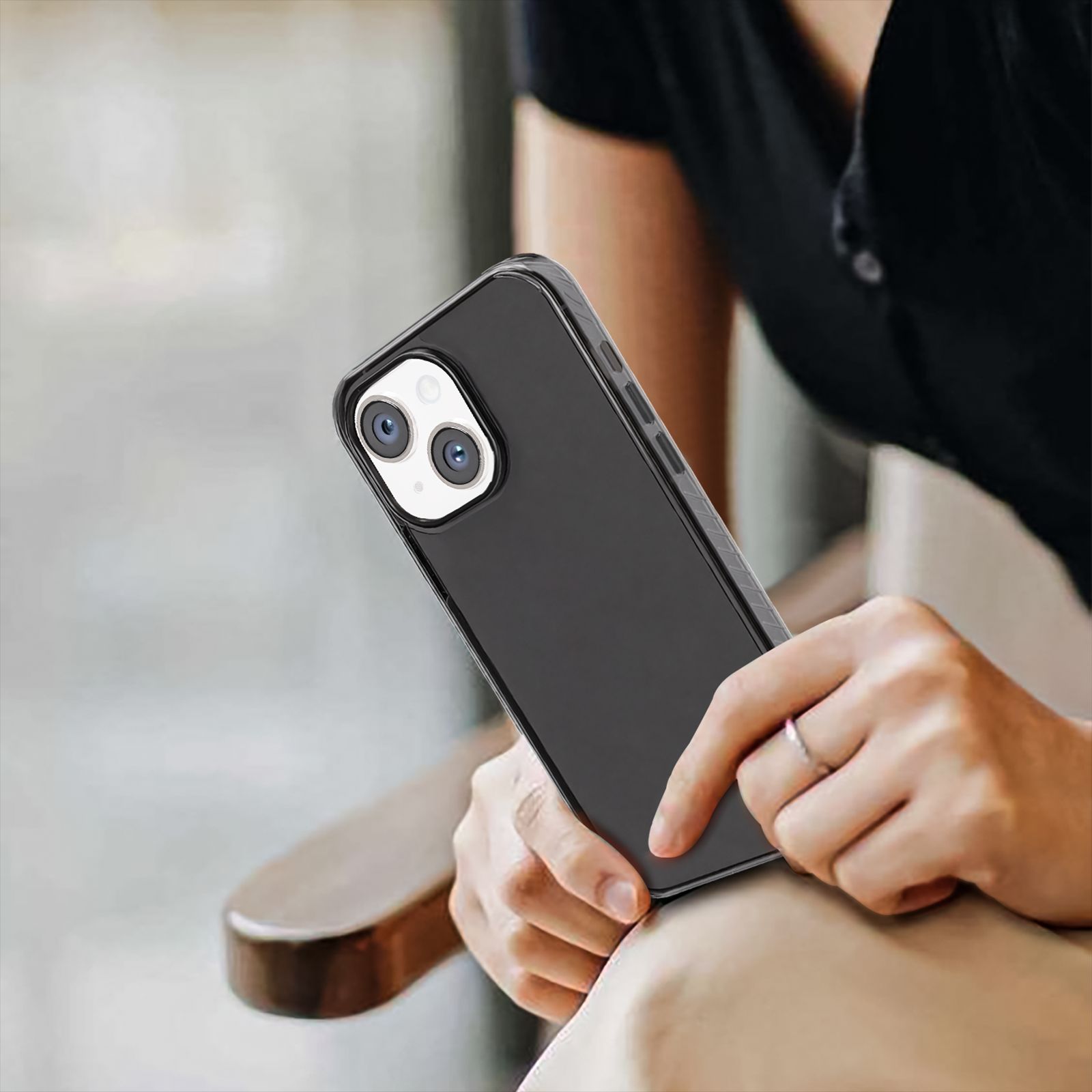 GRIPP Combat Hard TPU & Polycarbonate Back Cover for Apple iPhone 15 Plus (Anti Bacterial Technology, Smoke)_3