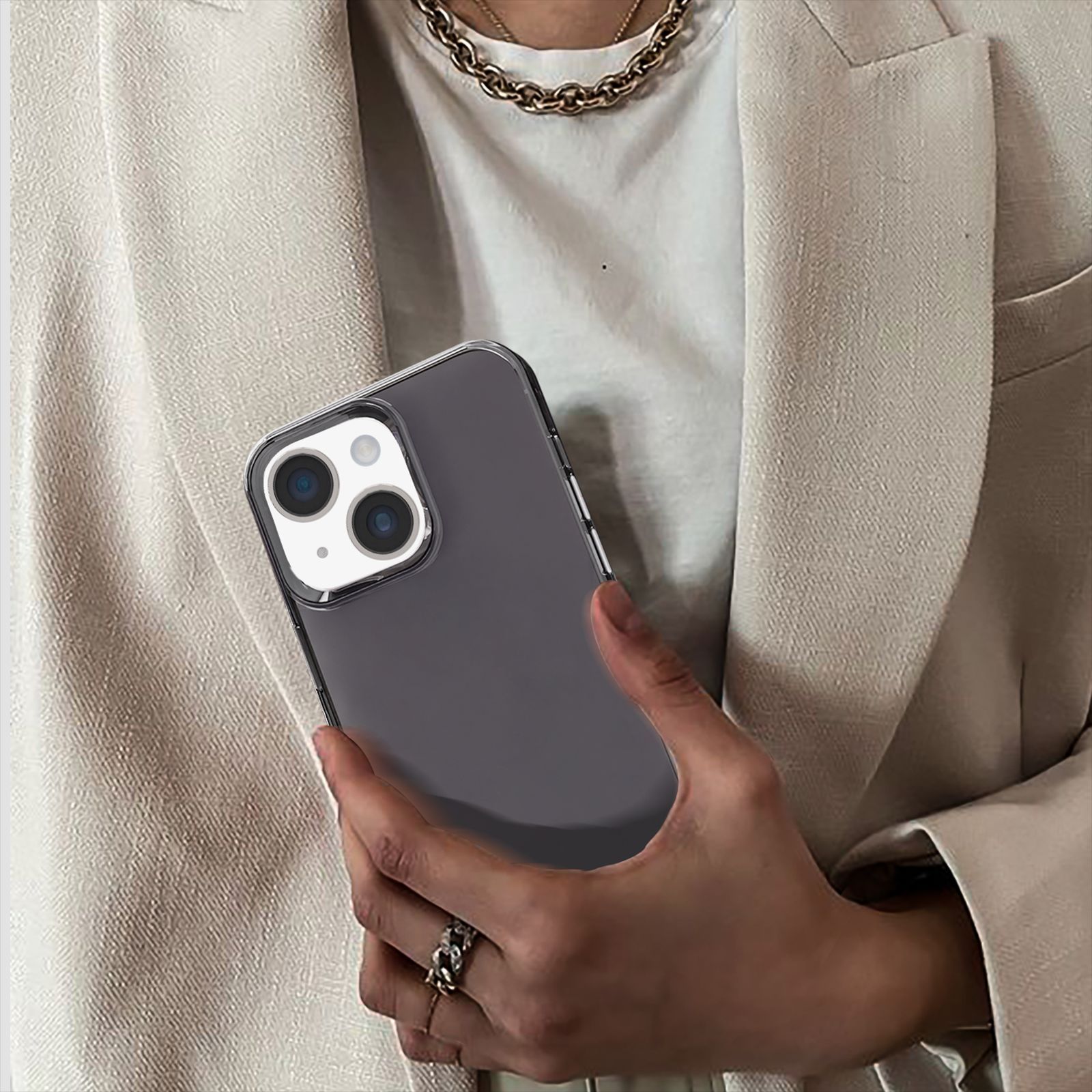 GRIPP Neo Hard & Soft TPU & Polycarbonate Back Cover for Apple iPhone 15 (6ft Drop Tested, Smoke)_7