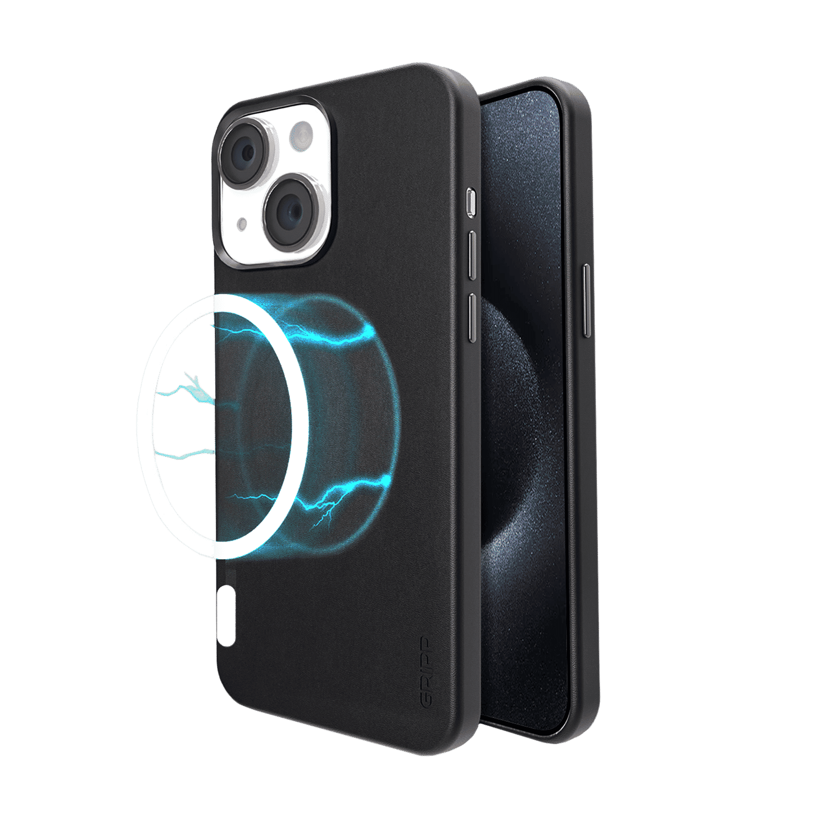 GRIPP Vintage Leather Back Cover for Apple iPhone 15 (MagSafe Compatible, Black)_1