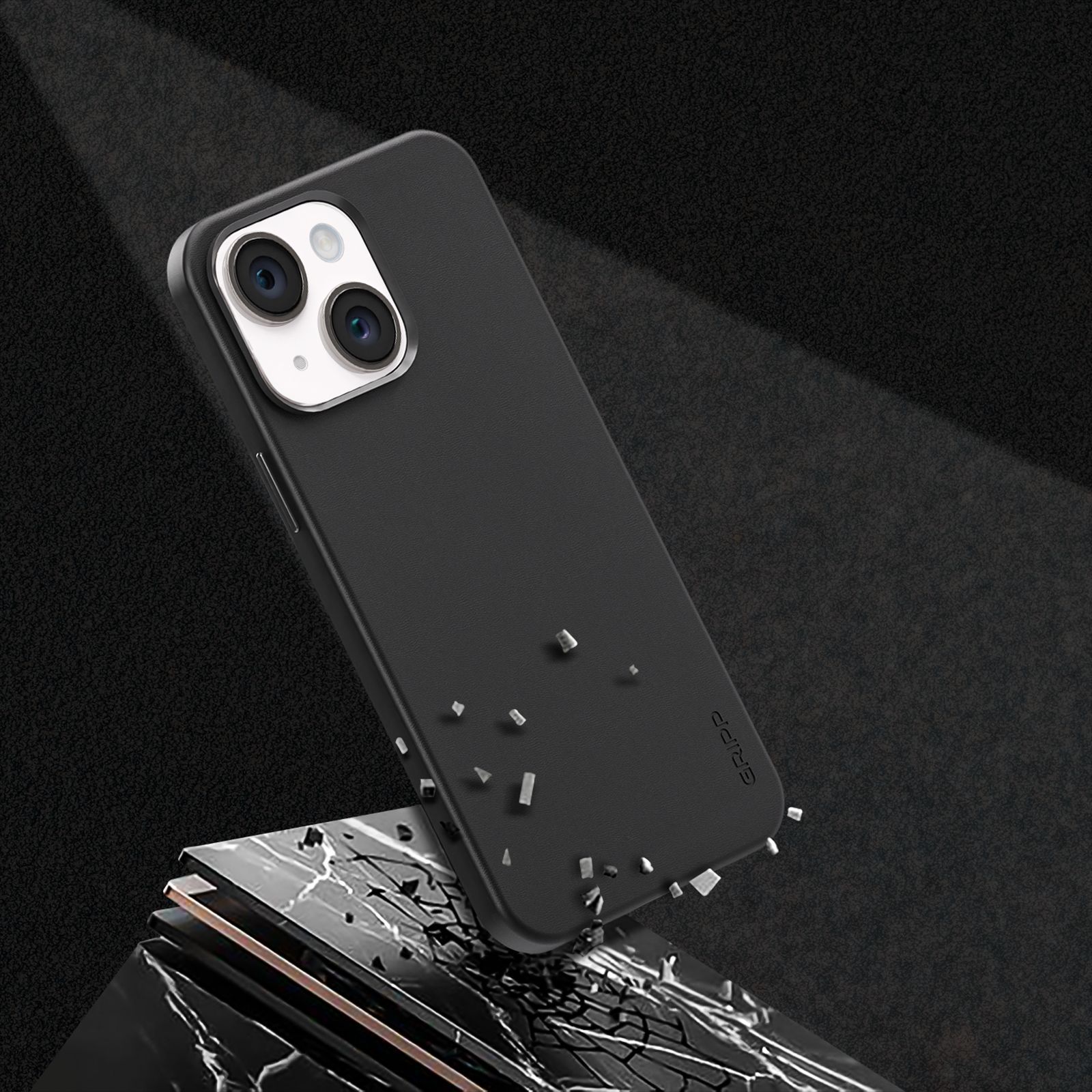 GRIPP Vintage Leather Back Cover for Apple iPhone 15 (MagSafe Compatible, Black)_5