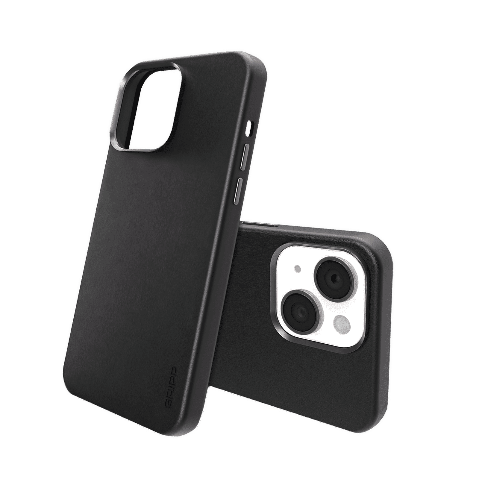 GRIPP Vintage Leather Back Cover for Apple iPhone 15 Plus (MagSafe Compatible, Black)_2