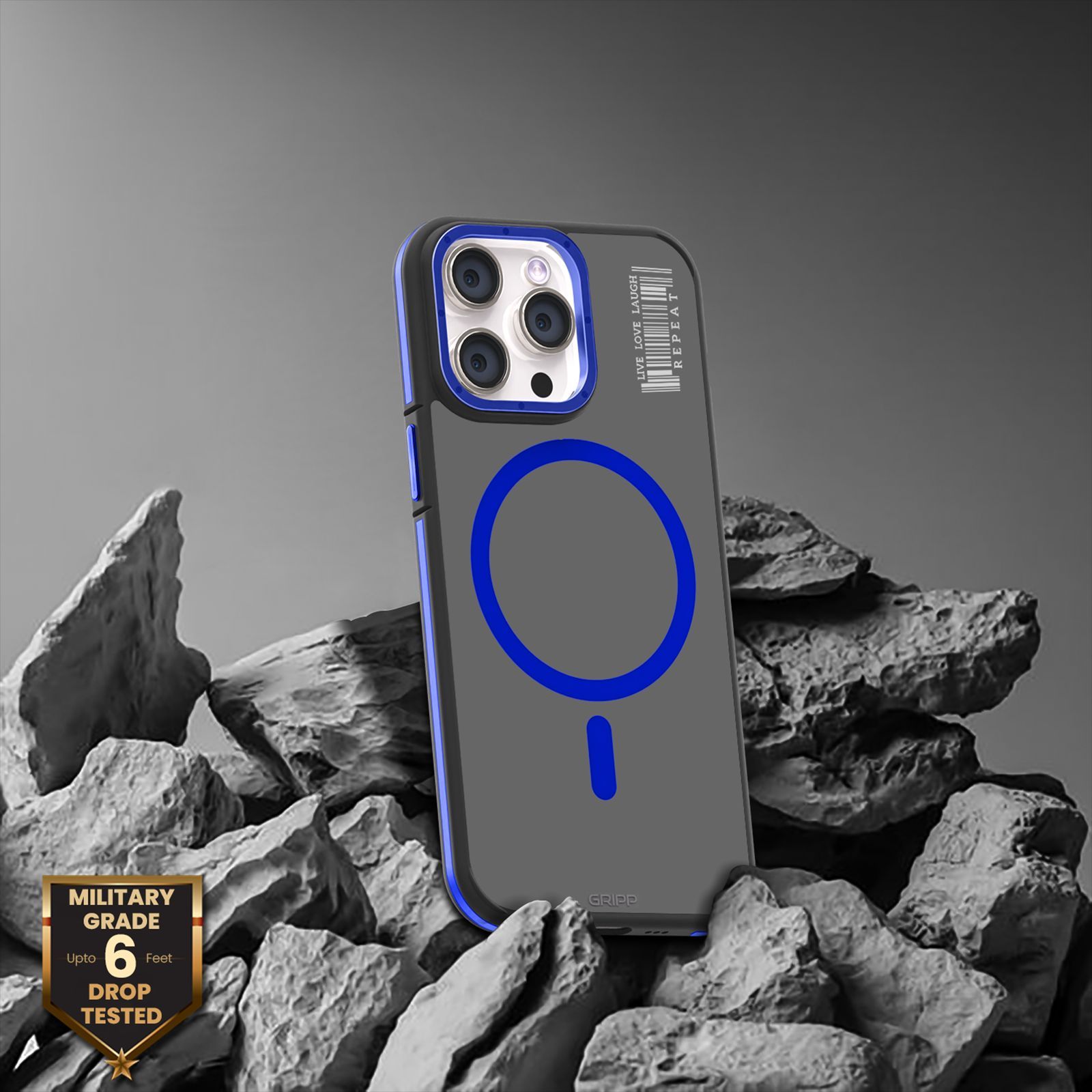 GRIPP Raigor Hard Polycarbonate Back Cover for Apple iPhone 15 Pro (MagSafe Compatible, Blue)_7