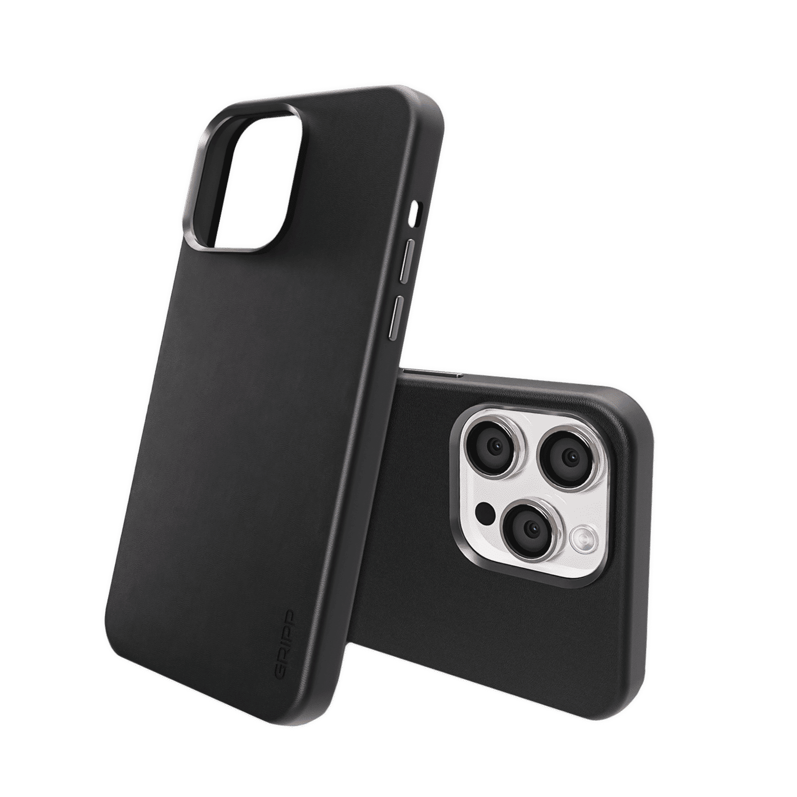 GRIPP Vintage Leather Back Cover for Apple iPhone 15 Pro (MagSafe Compatible, Black)_2