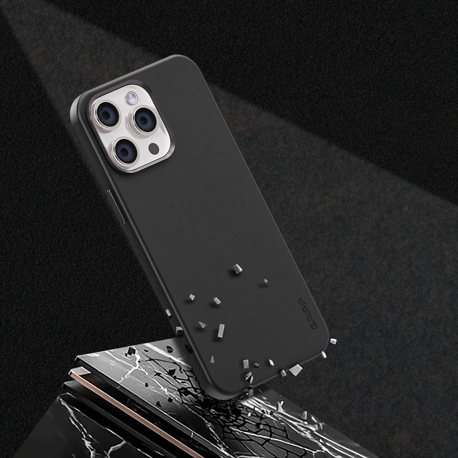 GRIPP Vintage Leather Back Cover for Apple iPhone 15 Pro (MagSafe Compatible, Black)_5