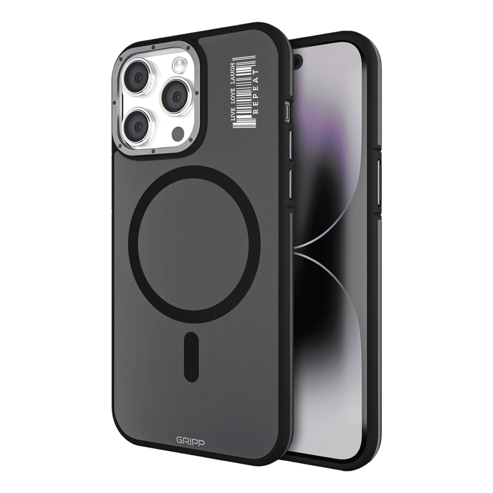 GRIPP Rubon Silicon Back Cover for Apple iPhone 15 Pro (MagSafe Compatible, Black)_1