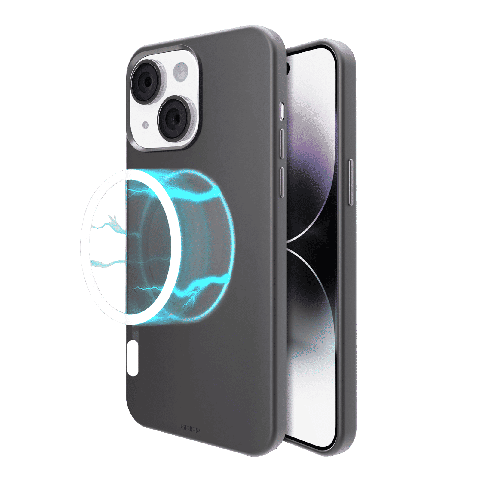 GRIPP Rubon Silicon Back Cover for Apple iPhone 15 Plus (MagSafe Compatible, Grey)_1