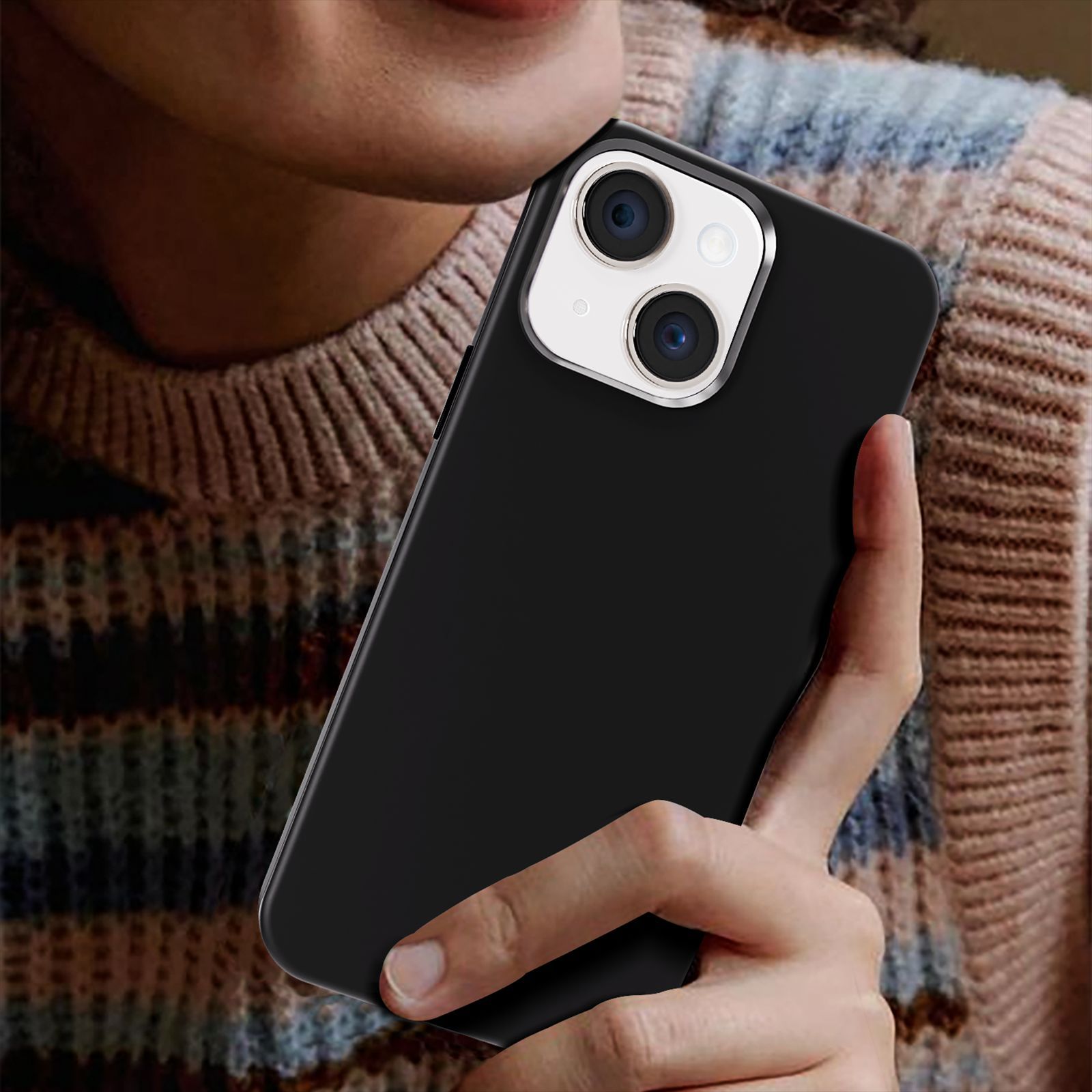 GRIPP Rubon Silicon Back Cover for Apple iPhone 15 Plus (MagSafe Compatible, Black)_3