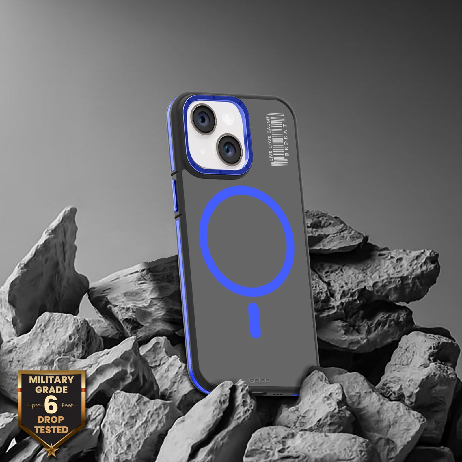 GRIPP Raigor Hard & Soft Polycarbonate & Thermoplastic Elastomer Back Cover for Apple iPhone 15 (MagSafe Compatible, Blue)_7