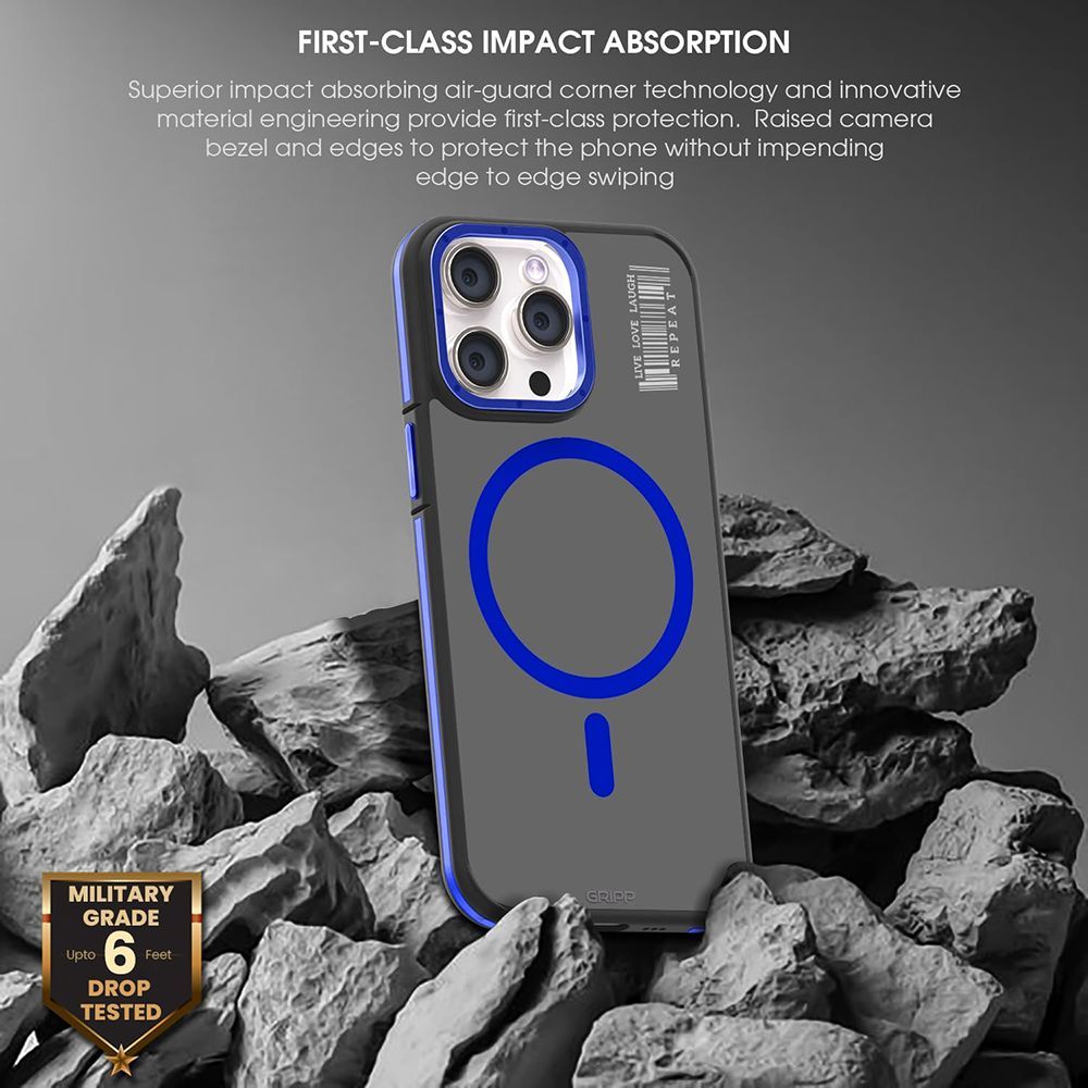 GRIPP Raigor Hard & Soft Polycarbonate & Thermoplastic Elastomer Back Cover for Apple iPhone 15 (MagSafe Compatible, Blue)_11