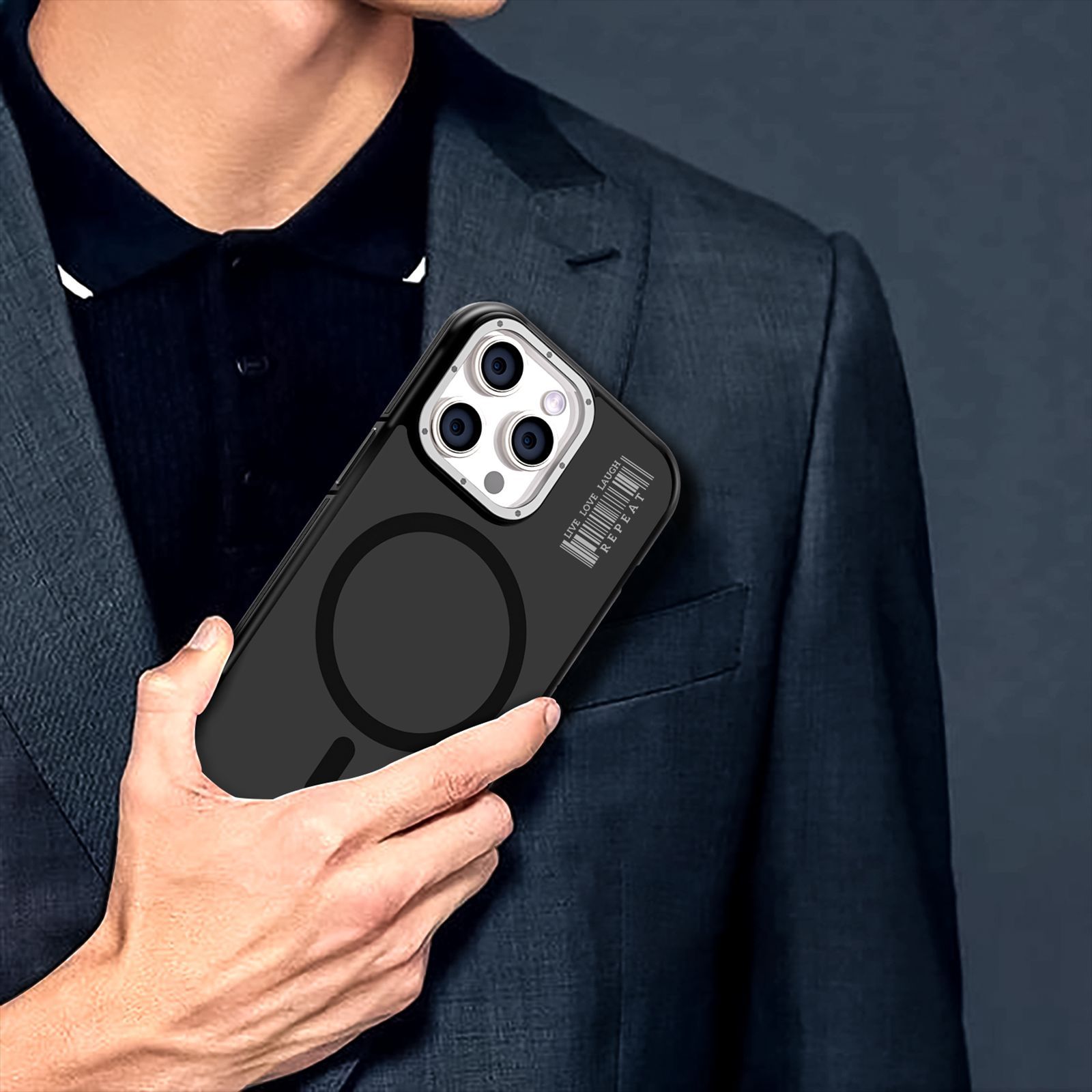 GRIPP Raigor Hard Polycarbonate Back Cover for Apple iPhone 15 Pro (MagSafe Compatible, Black)_4