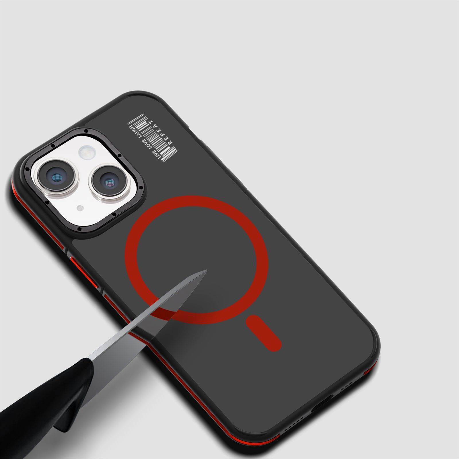 GRIPP Raigor Hard Polycarbonate Back Cover for Apple iPhone 15 (MagSafe Compatible, Red)_4