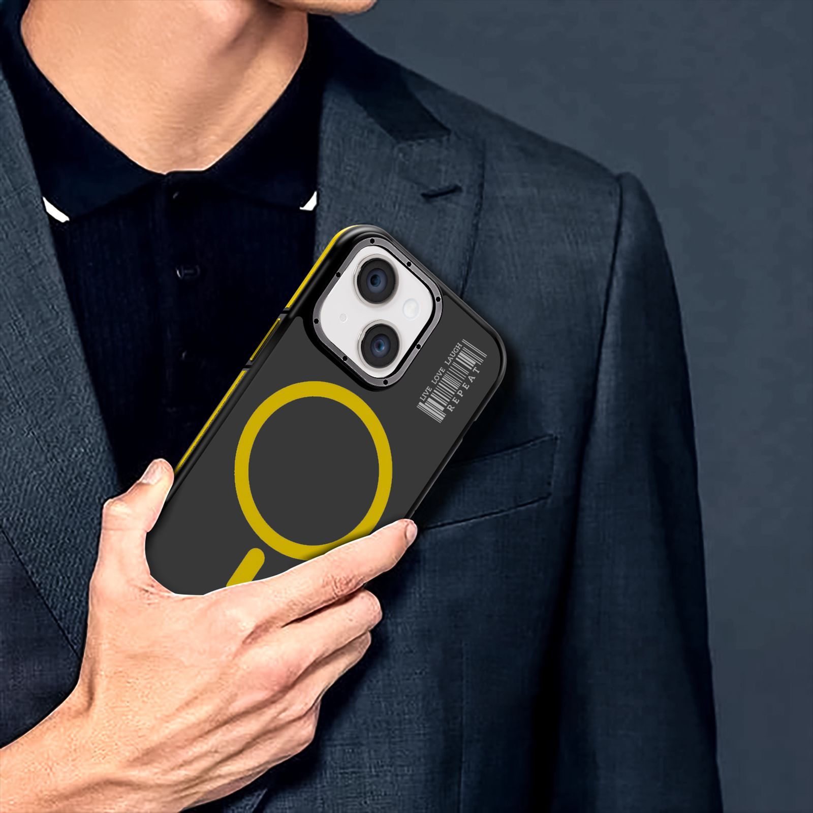 GRIPP Raigor Hard Polycarbonate Back Cover for Apple iPhone 15 (MagSafe Compatible, Yellow)_3