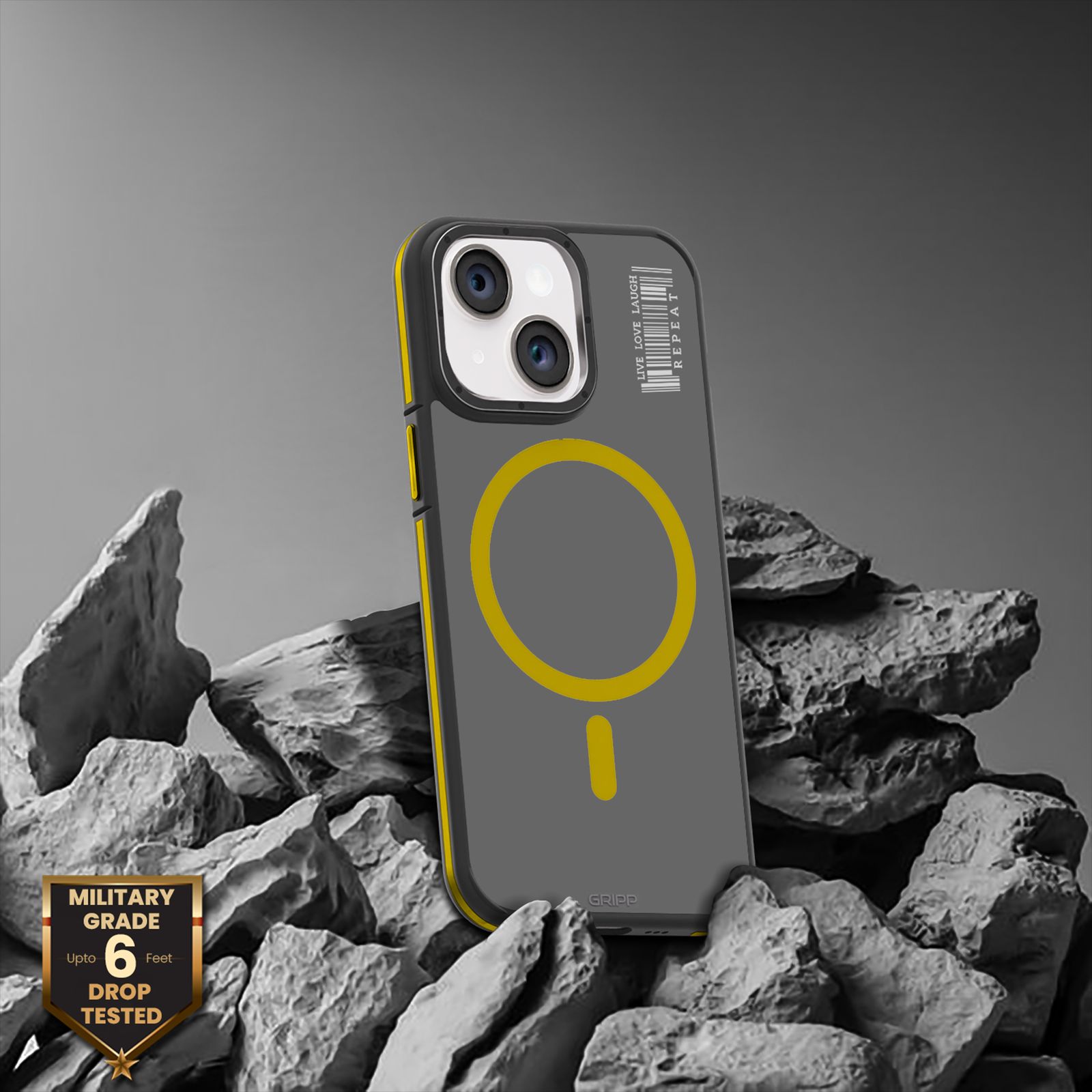 GRIPP Raigor Hard Polycarbonate Back Cover for Apple iPhone 15 (MagSafe Compatible, Yellow)_6