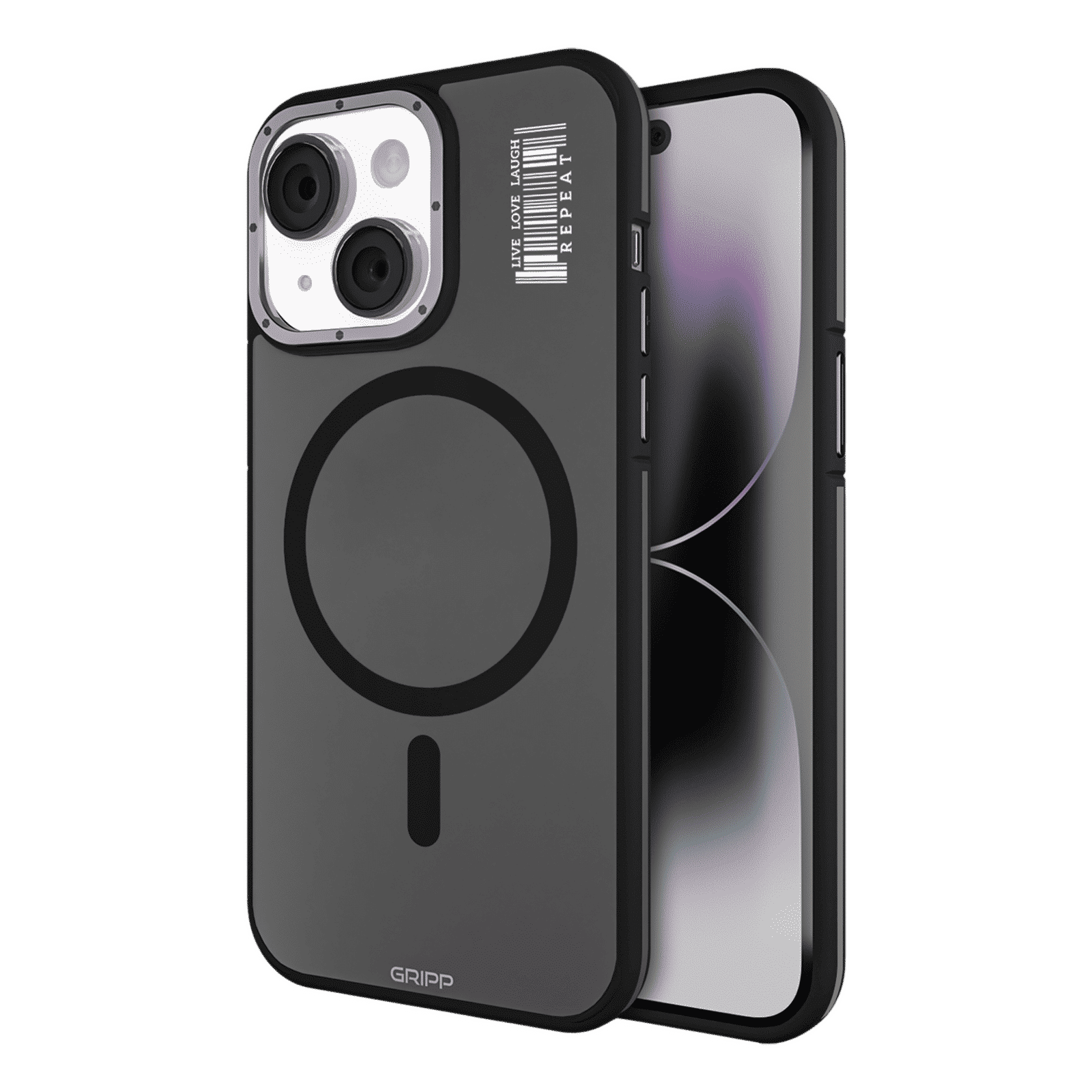 GRIPP Rubon Silicon Back Cover for Apple iPhone 15 (MagSafe Compatible, Black)_1