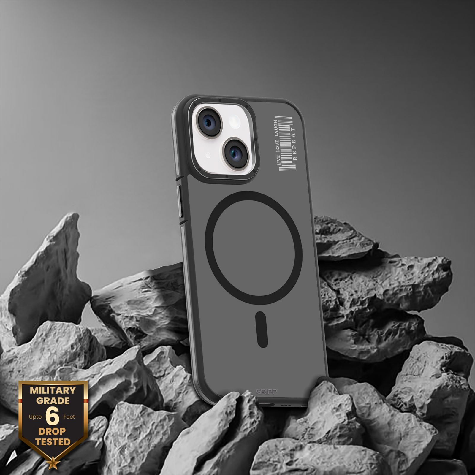 GRIPP Rubon Silicon Back Cover for Apple iPhone 15 (MagSafe Compatible, Black)_6