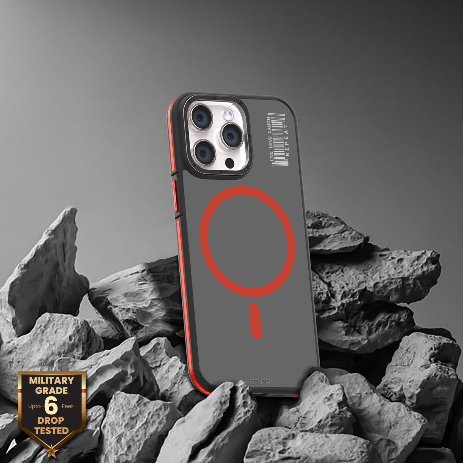 GRIPP Raigor Hard Polycarbonate Back Cover for Apple iPhone 15 Pro Max (MagSafe Compatible, Red)_7