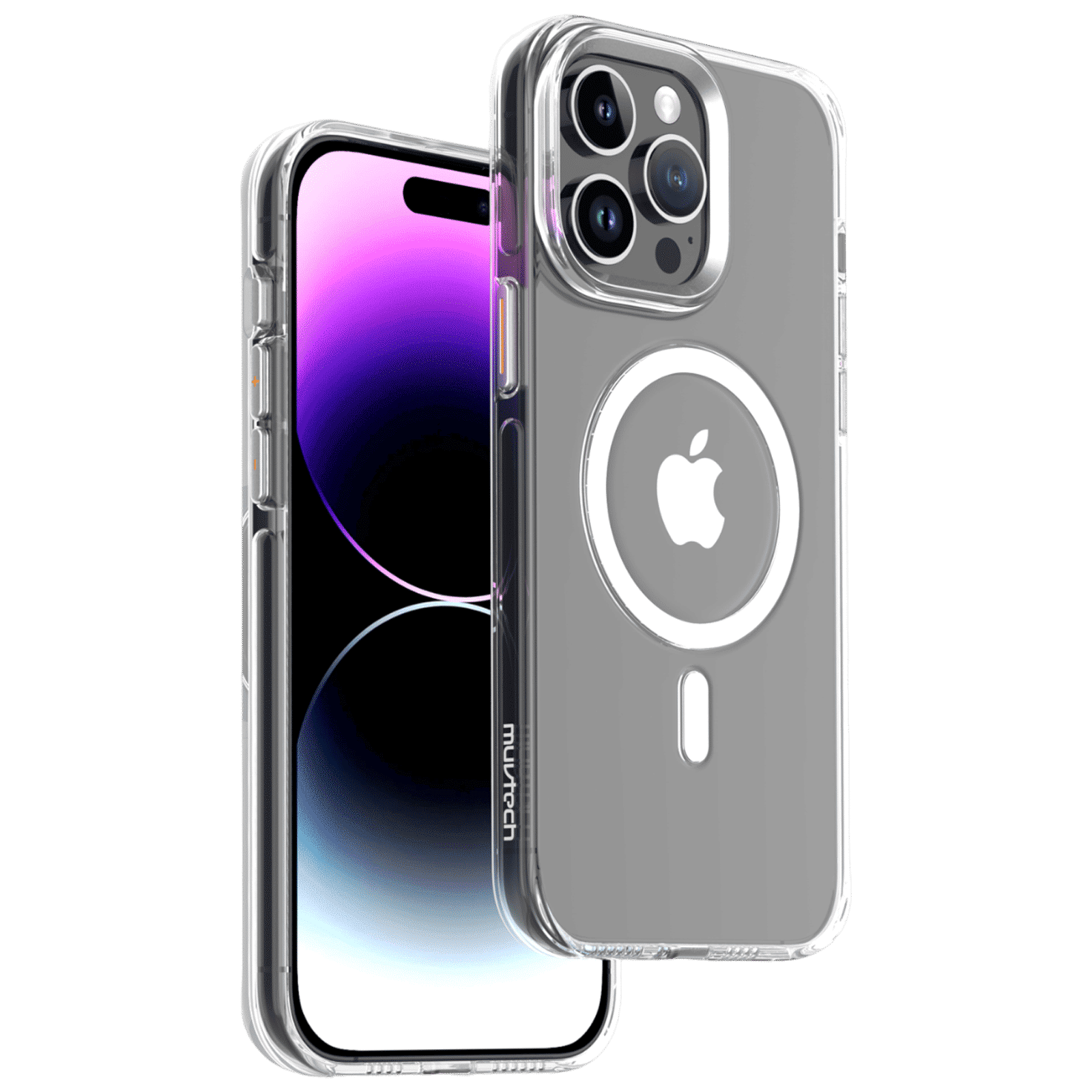 Muvtech Crystal Pro Snap Hard Polycarbonate & Thermoplastic Polyurethane Back Case for Apple iPhone 15 Pro (Supports Wireless Charging, White)_1