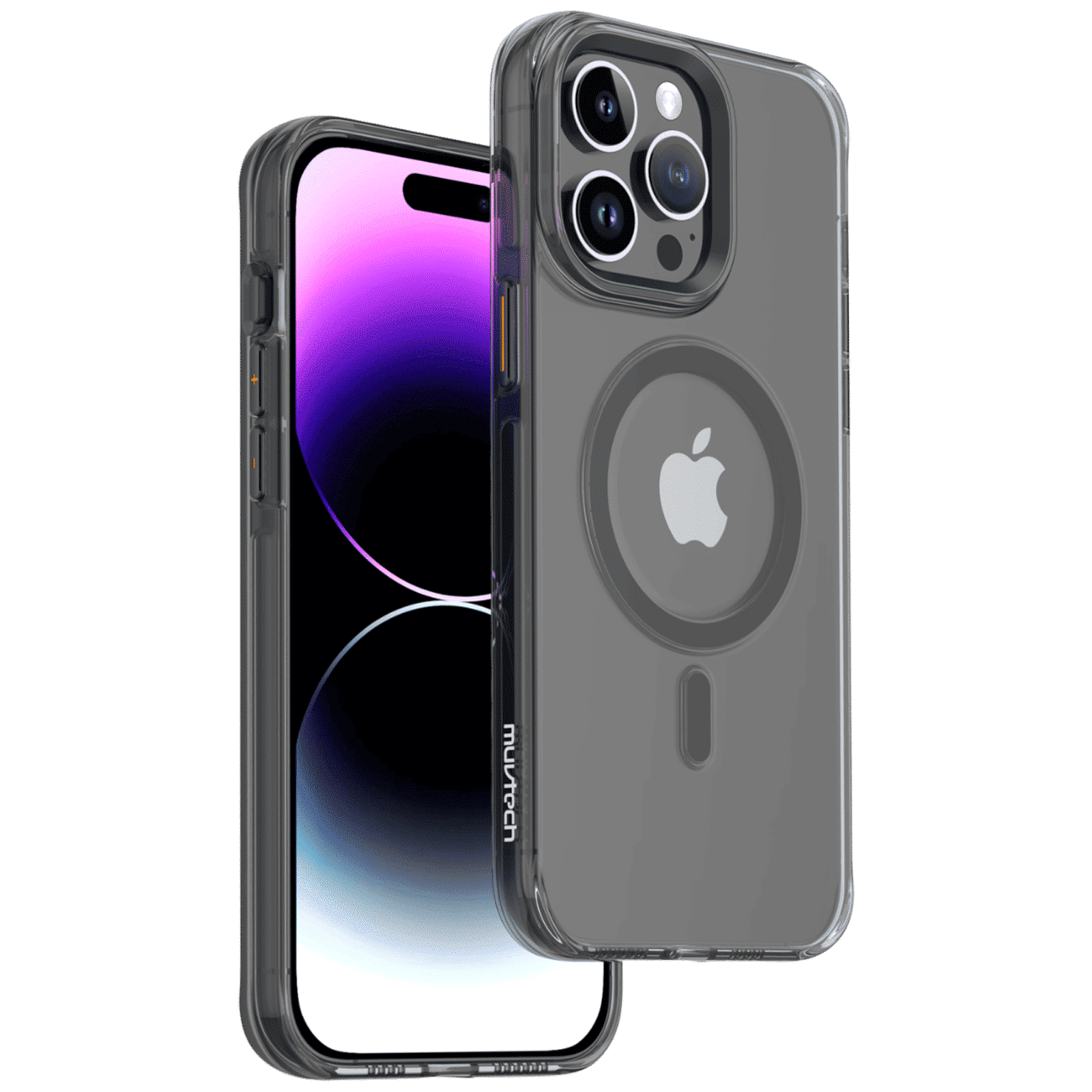 Muvtech Crystal Pro Snap Hard Polycarbonate & Thermoplastic Polyurethane Back Case for Apple iPhone 15 Pro (Supports Wireless Charging, Black)_1