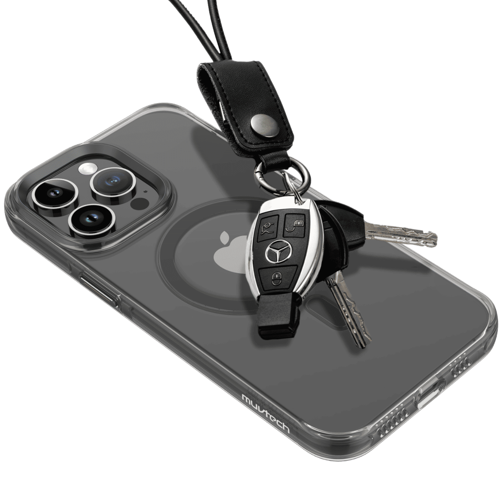 Muvtech Crystal Pro Snap Hard Polycarbonate & Thermoplastic Polyurethane Back Case for Apple iPhone 15 Pro (Supports Wireless Charging, Black)_4