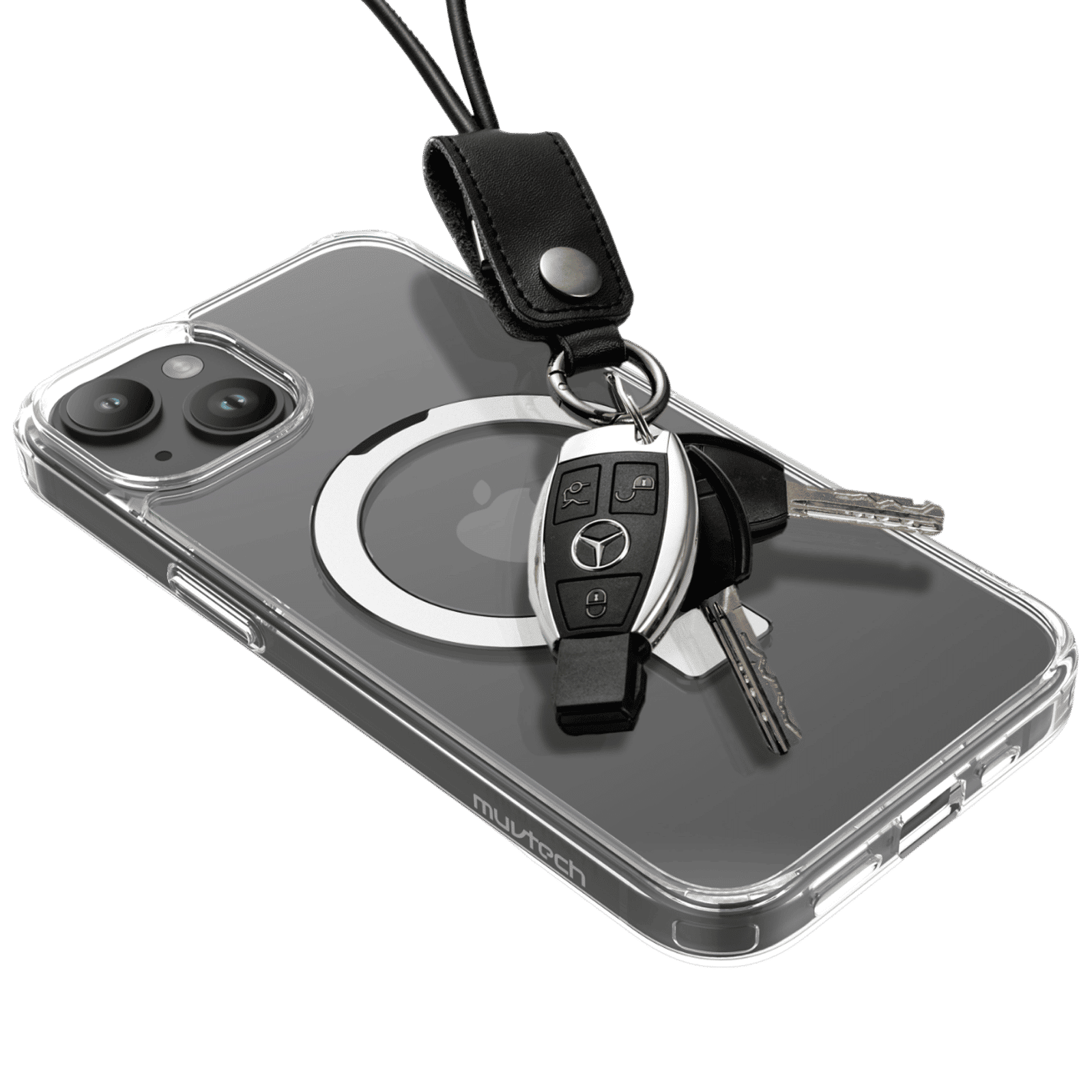 Muvtech Rio Snap Hard Polycarbonate & Thermoplastic Polyurethane Back Case for Apple iPhone 15 (Supports Wireless Charging, Clear)_4