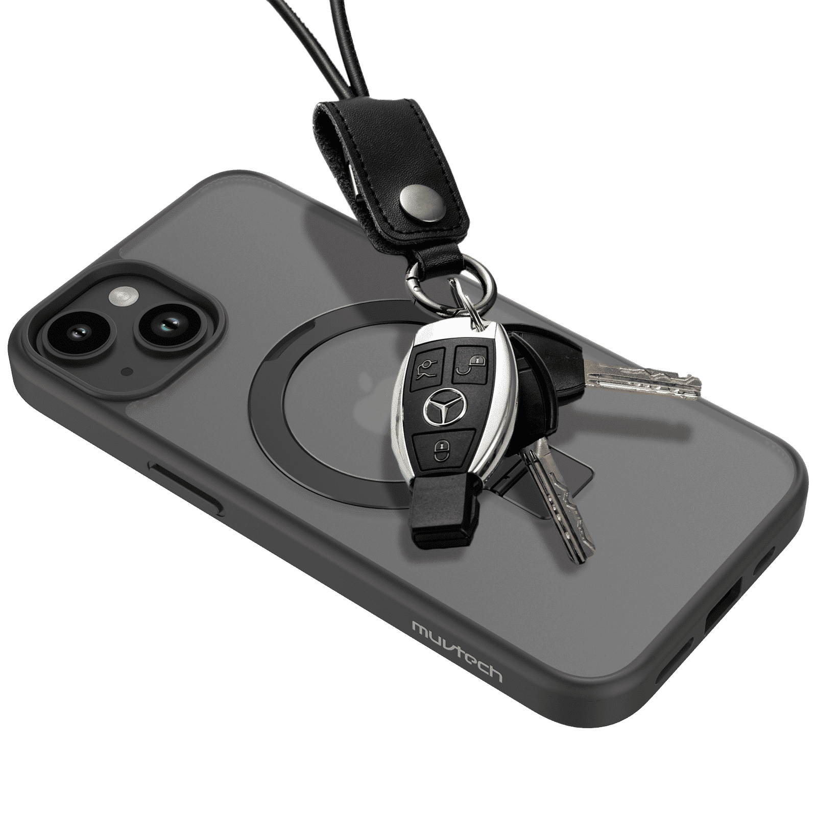 Muvtech Rio Snap Hard Polycarbonate & Thermoplastic Polyurethane Back Case for Apple iPhone 15 Plus (Camera Protection, Black)_3