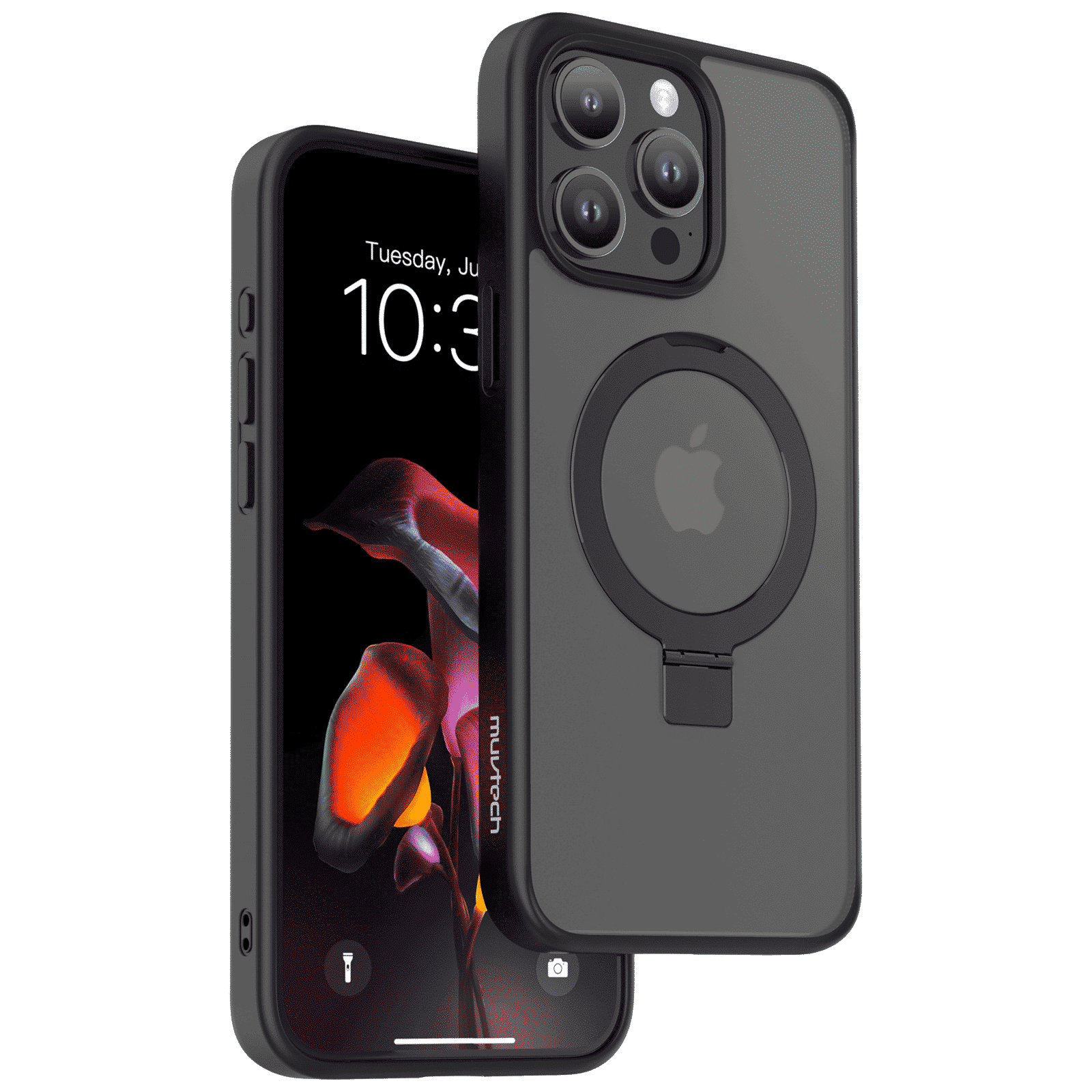 Muvtech Rio Pro Snap Hard Polycarbonate Back Case for Apple iPhone 15 Pro (Camera Protection, Black)_1