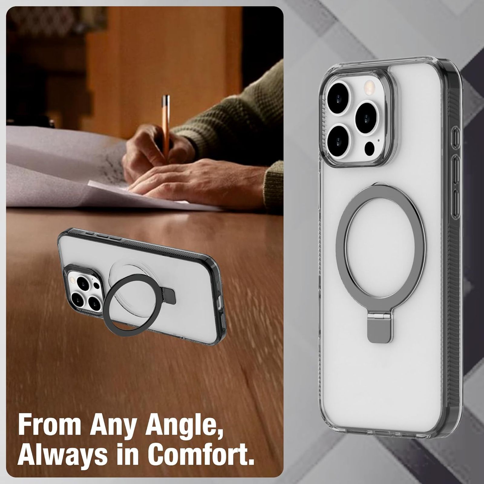 Muvtech Rio Pro Snap Hard Polycarbonate Back Case for Apple iPhone 15 Pro (Camera Protection, Black)_11