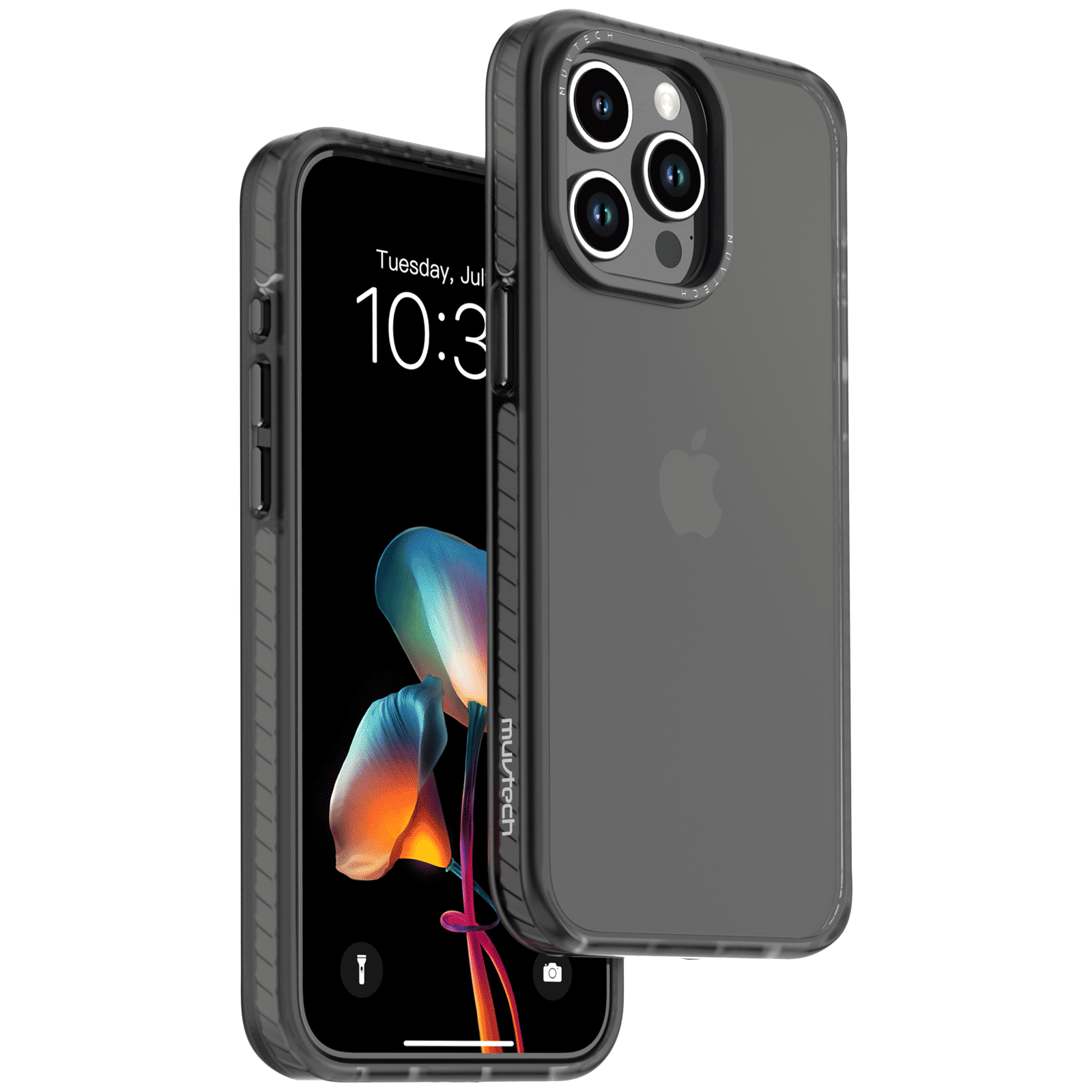 Muvtech Oslo Hard Polycarbonate, Thermoplastic Polyurethane & Thermoplastic Elastomer Back Case for Apple iPhone 15 Pro (Camera Protection, Black)_1