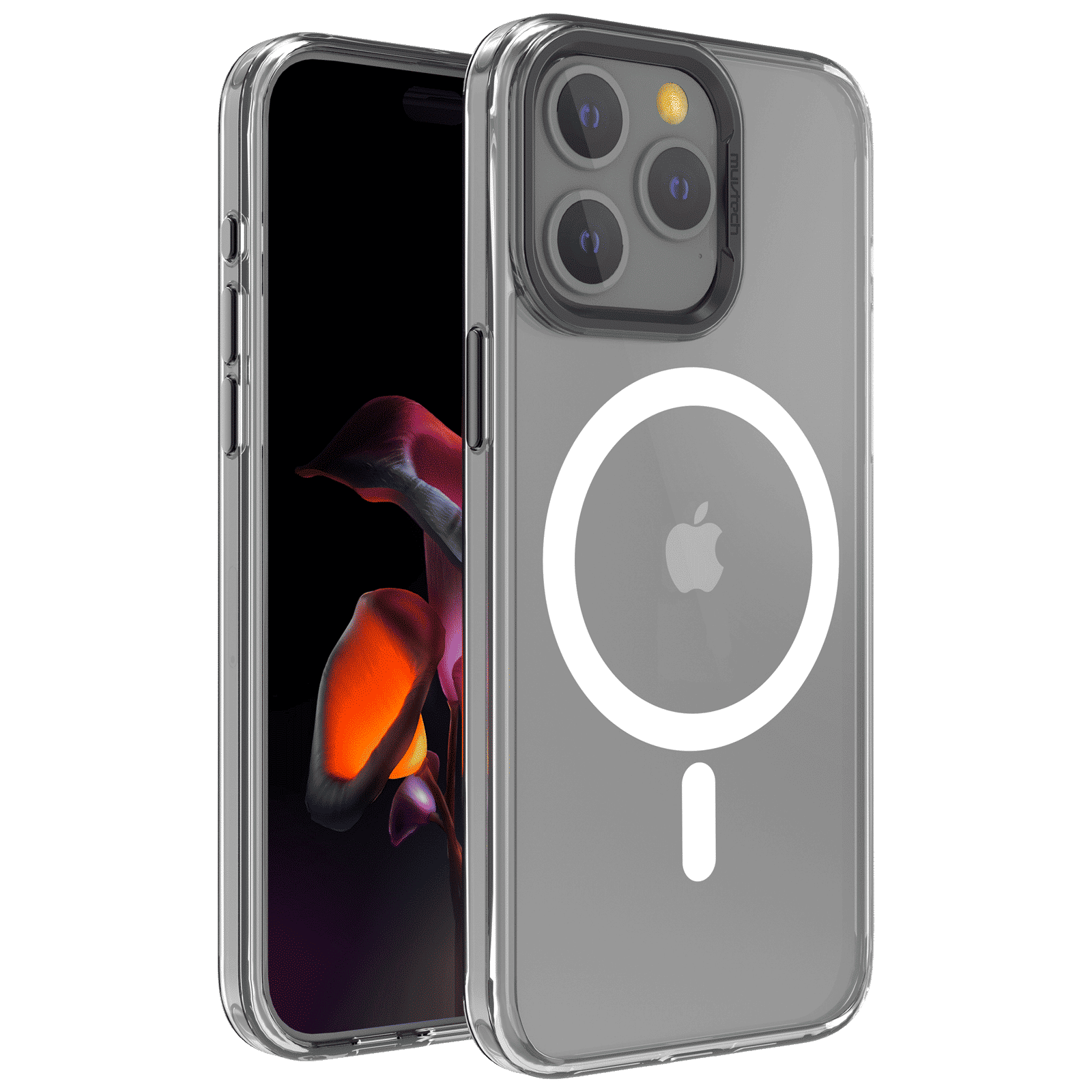 Muvtech Crystal Halo Snap Polycarbonate & Thermoplastic Polyurethane Back Case for Apple iPhone 15 Pro (Camera Protection, Black)_1