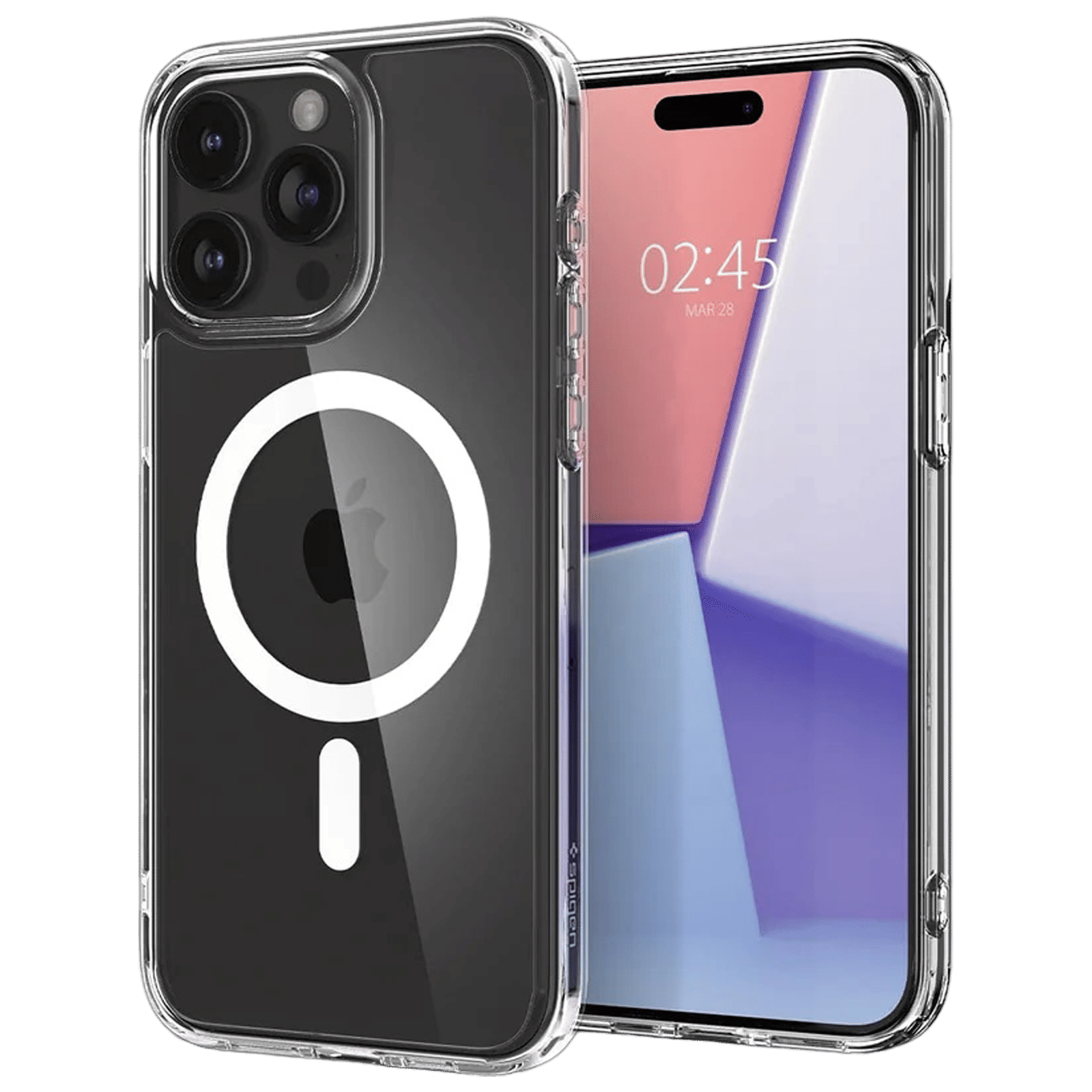 spigen Ultra Hybrid MagFit Polycarbonate, TPU Back Cover for Apple iPhone 15 Pro Max (Air Cushion Technology, White)_1