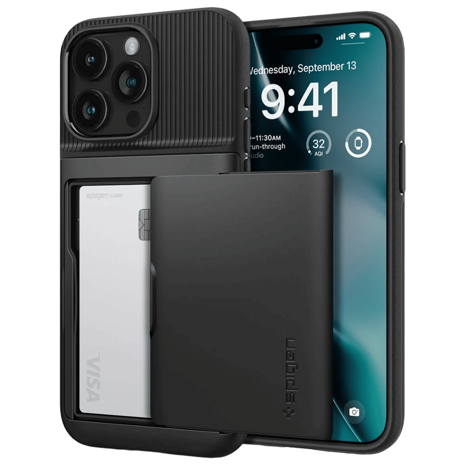 spigen Slim Armor CS PC and TPU Back Cover for iPhone 15 Pro Max (Air Cushion Technology, Black)_1