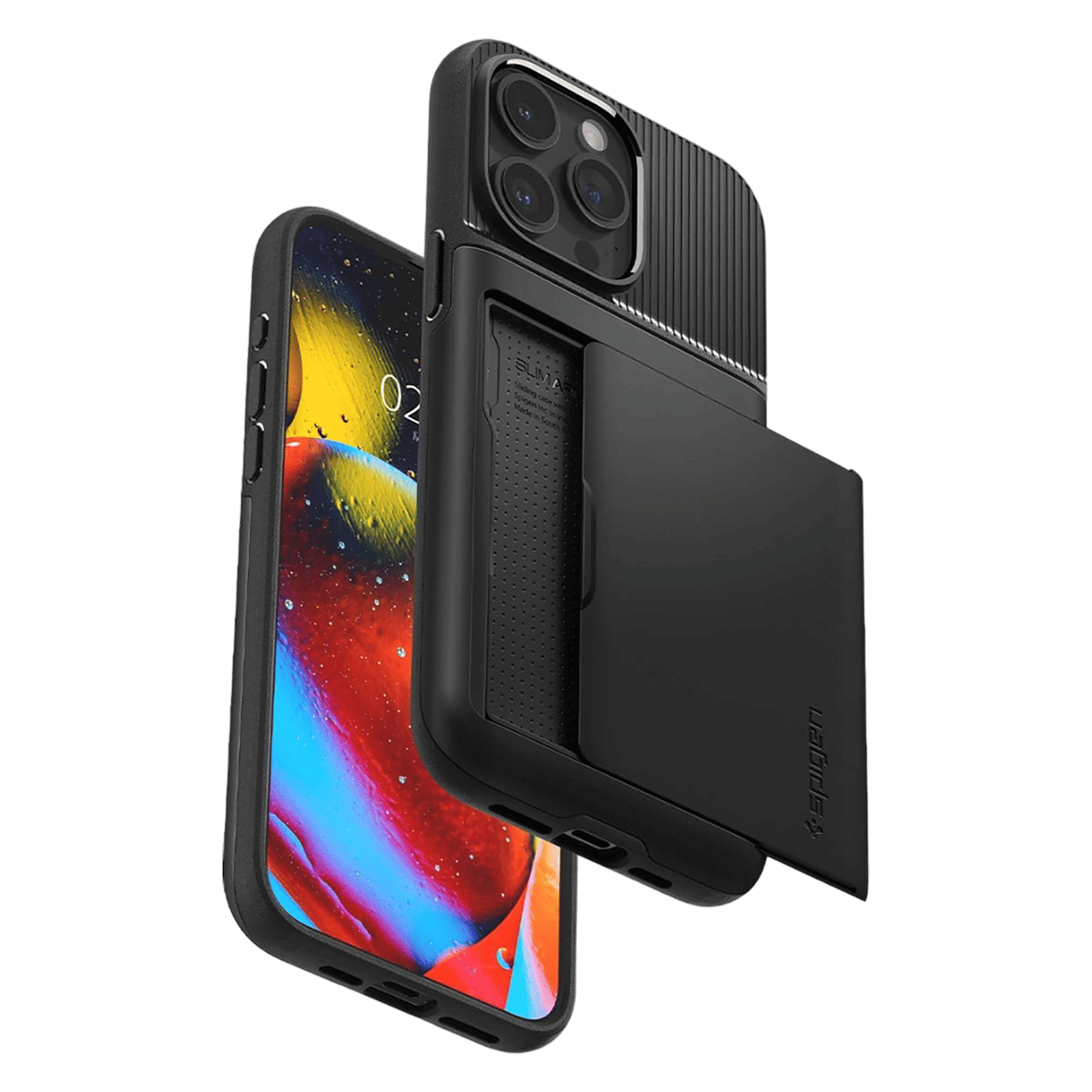 spigen Slim Armor CS PC and TPU Back Cover for iPhone 15 Pro Max (Air Cushion Technology, Black)_11