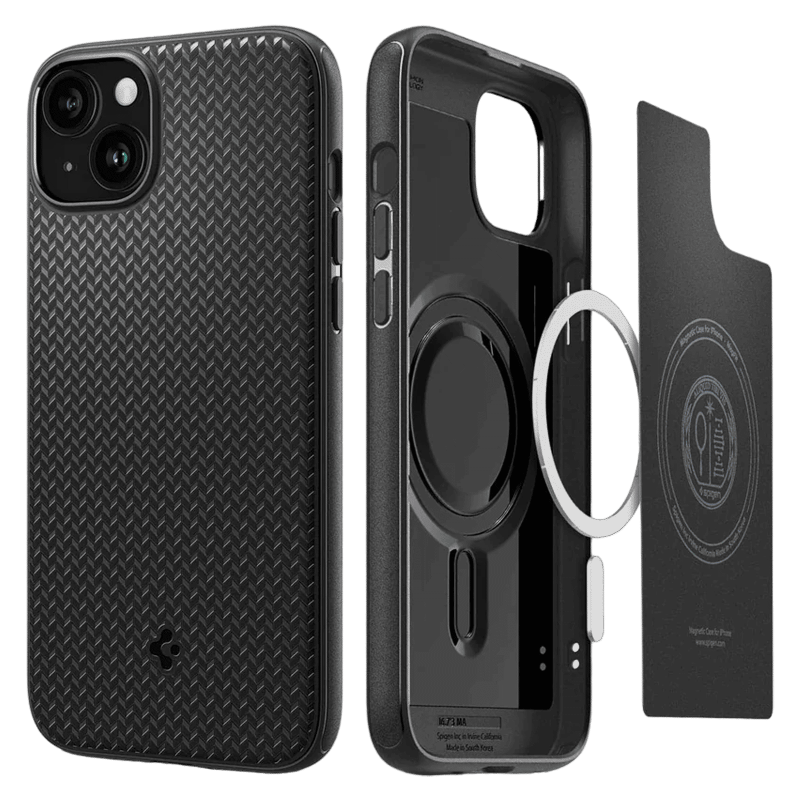 spigen Mag Armor MagFit Thermoplastic Polyurethane Back Case for iPhone 15 Plus (Air Cushion Technology, Matte Black)_1