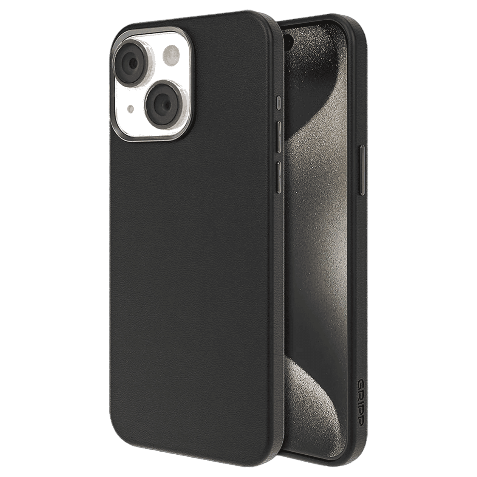 GRIPP Heritage Xtreme Leather Back Cover for Apple iPhone 15 Plus (5ft Drop Tested, Black)_1