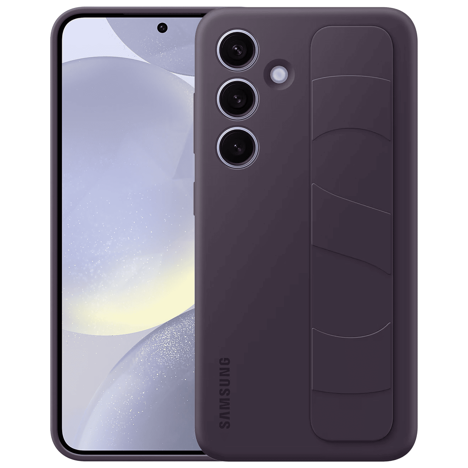 SAMSUNG Standing Grip Silicone Back Case for SAMSUNG Galaxy S24+ (Smooth and Silky Texture, Dark Violet)_1