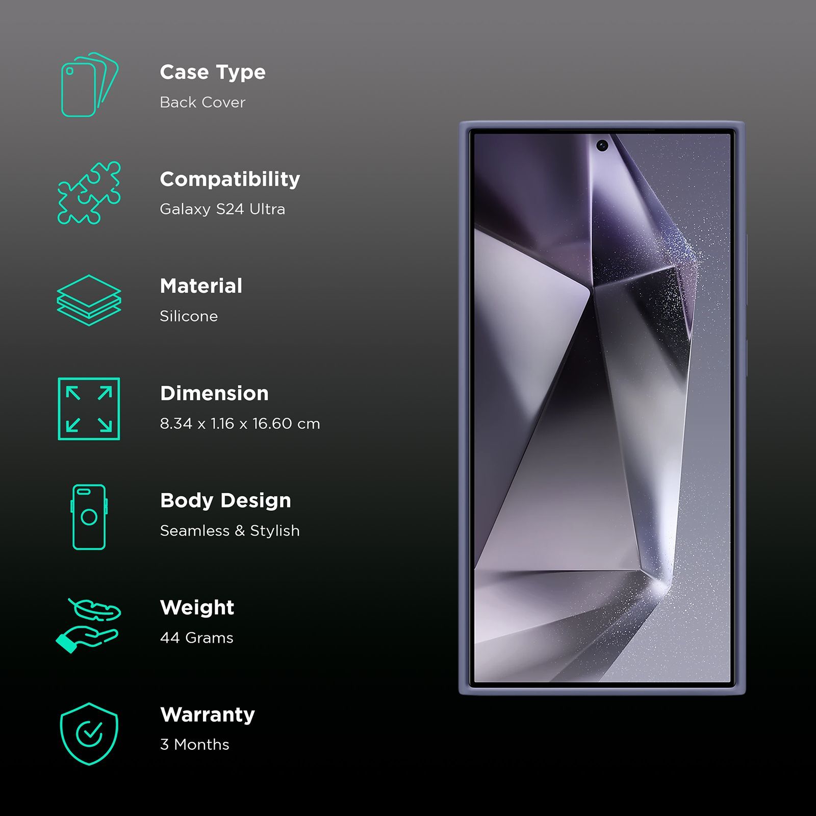 SAMSUNG Silicone Back Cover for Galaxy S24 Ultra (Combining Style and Durability, Violet)_2